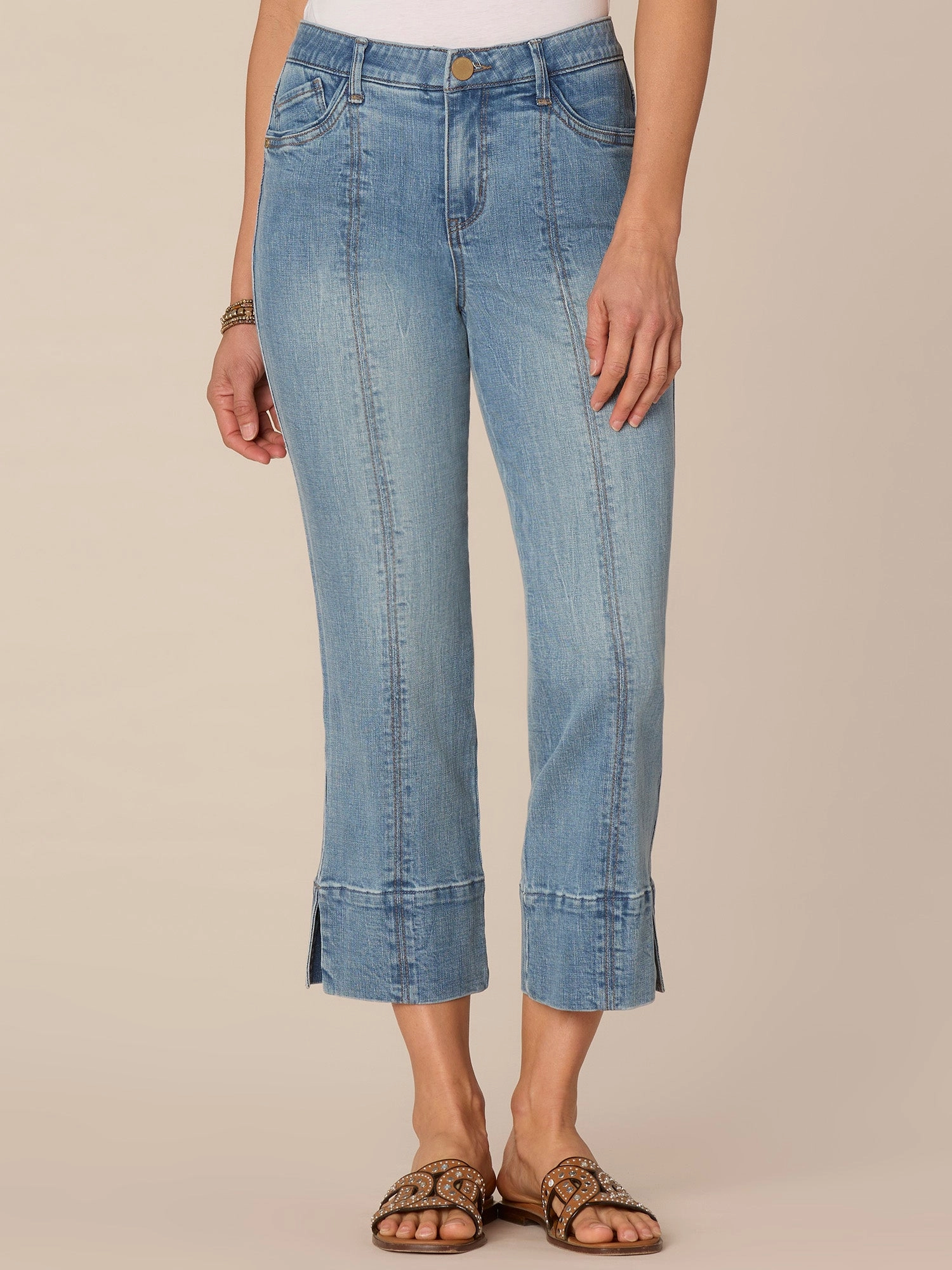 "Ab"solution High Rise Side Slit Kick Flare Jeans with Center Seam One For All