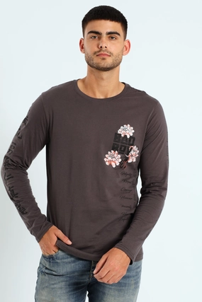 Limited Edition Oni Long Sleeve Tee - Charcoal