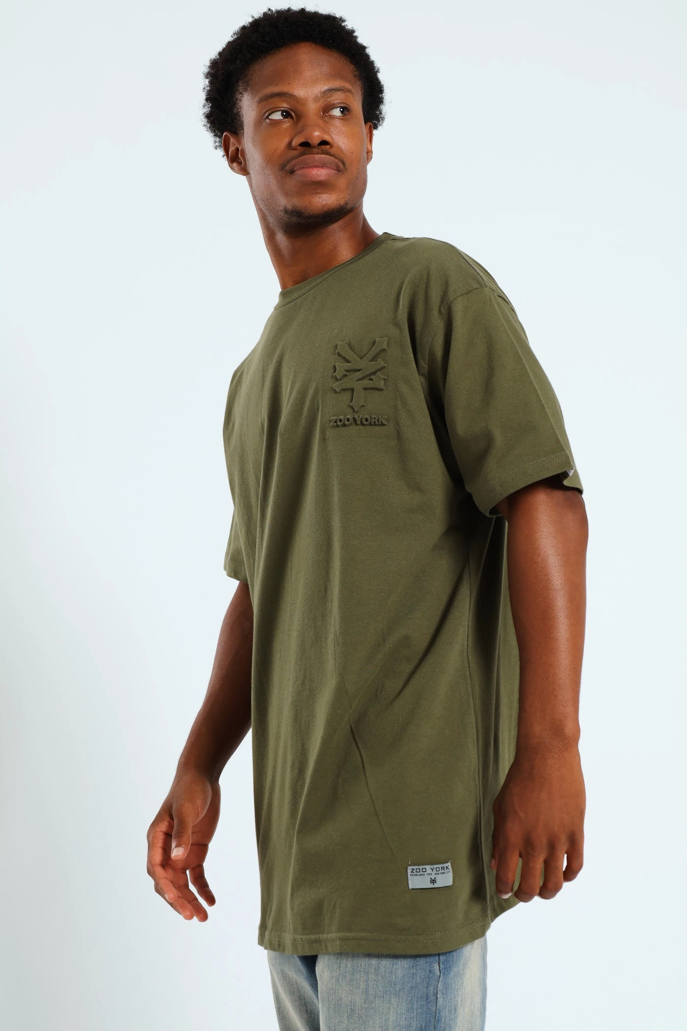 Low Profile Collar Cozy Vibes Logo Tee - Olive