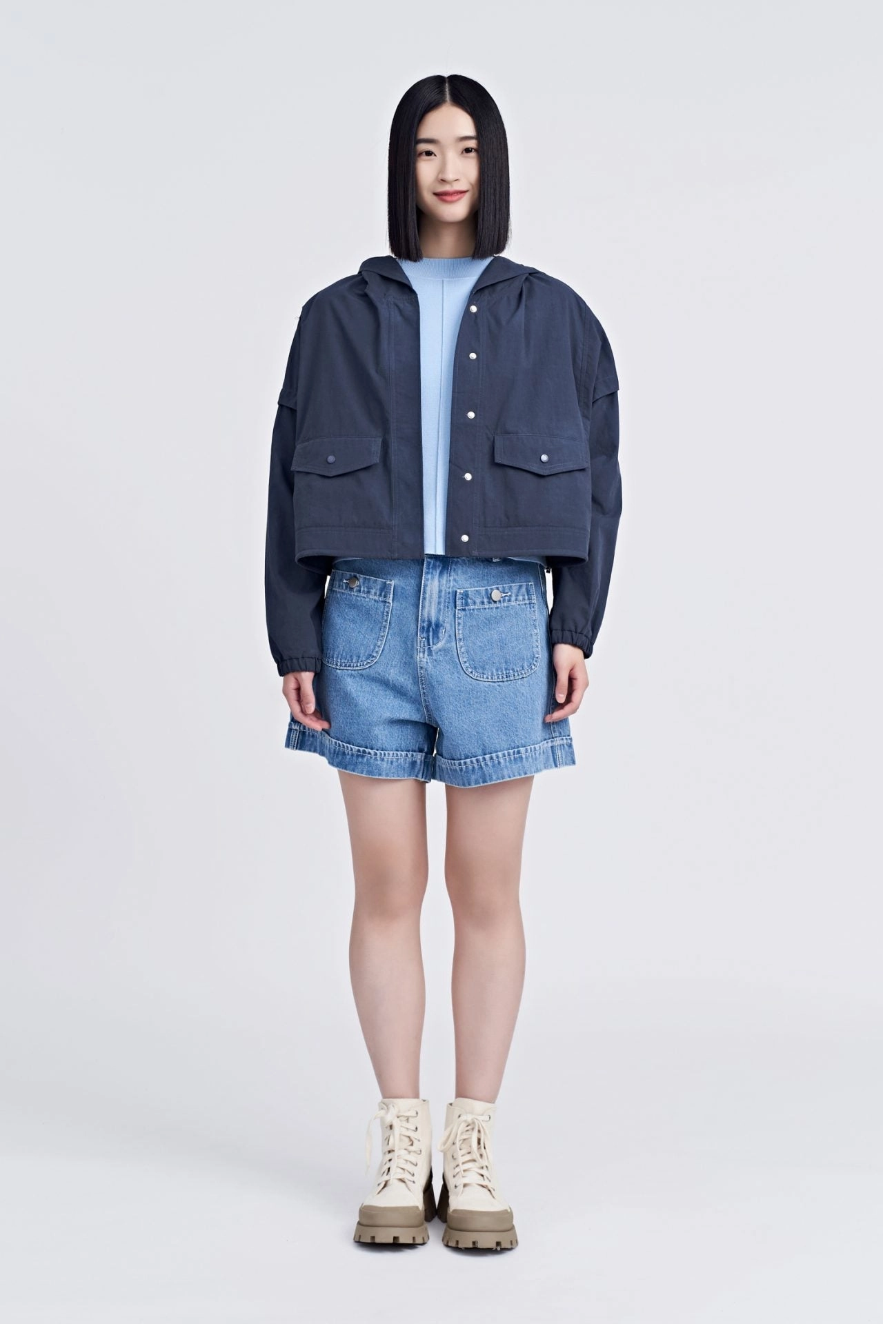 Adjustable Cuff System Hooded Parka - Navy