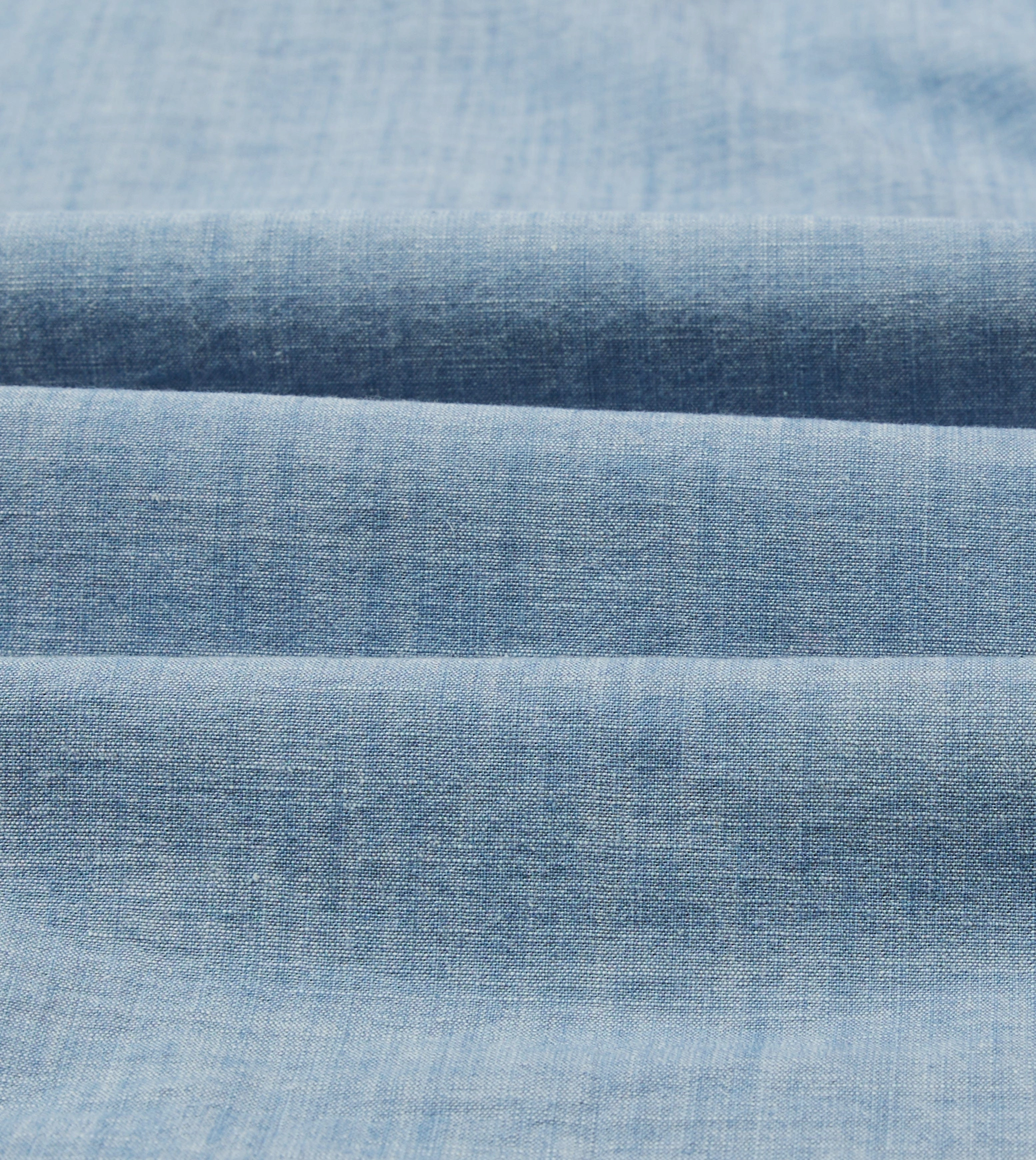 Bleach Wash Chambray Cotton Long Sleeve Cuban Shirt Graphic Art