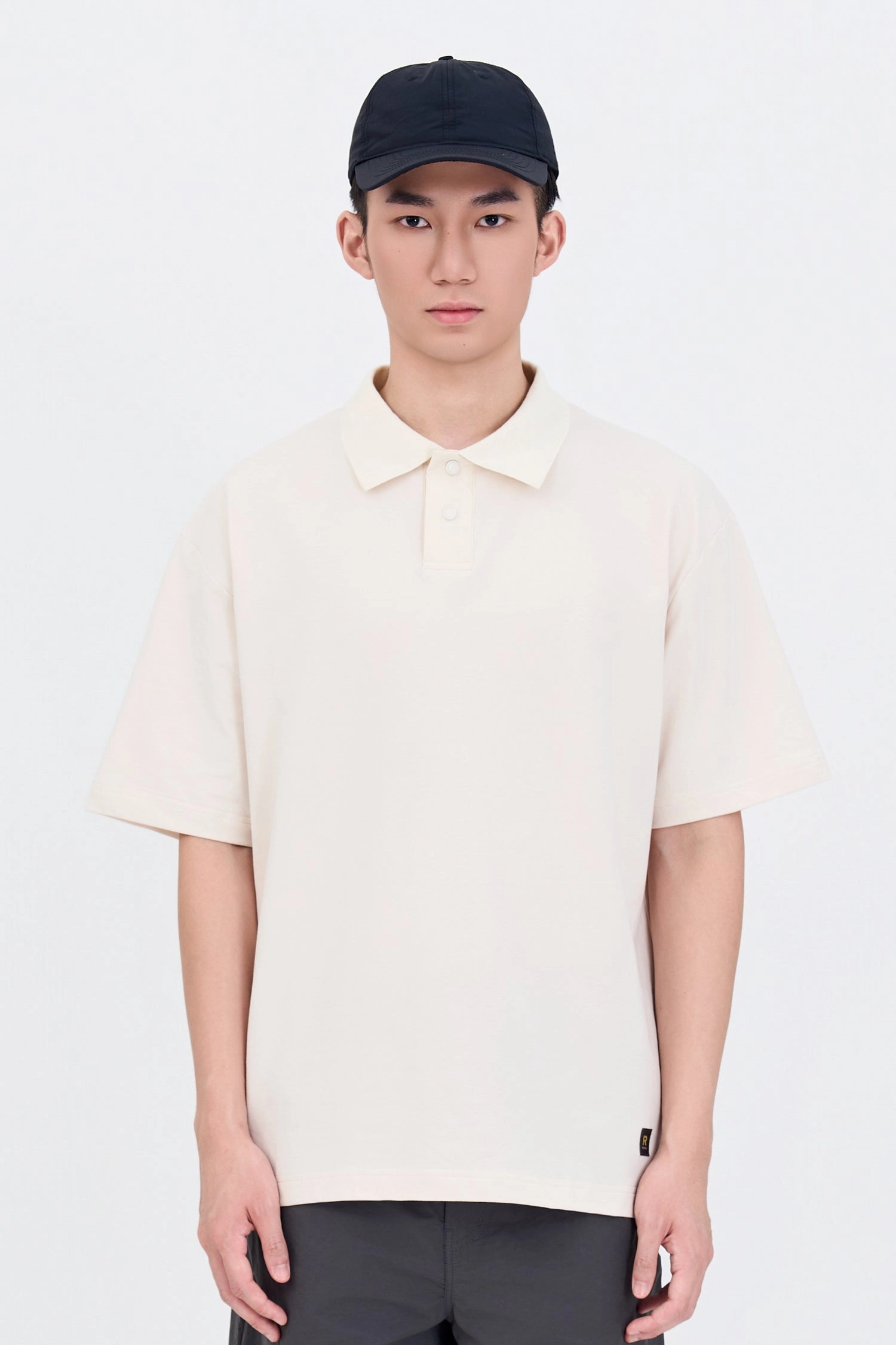 Relaxed Fit Polo Tee - Sand Summer Wardrobe TumbleDryFriendlyMaterial
