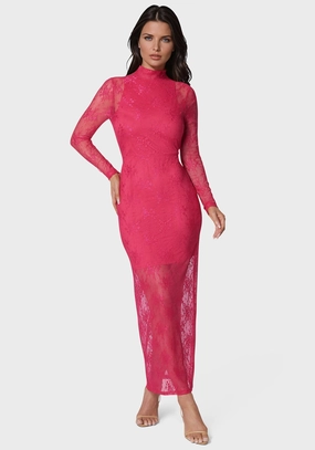 Cool Undertone Illusion Lace Maxi Dress