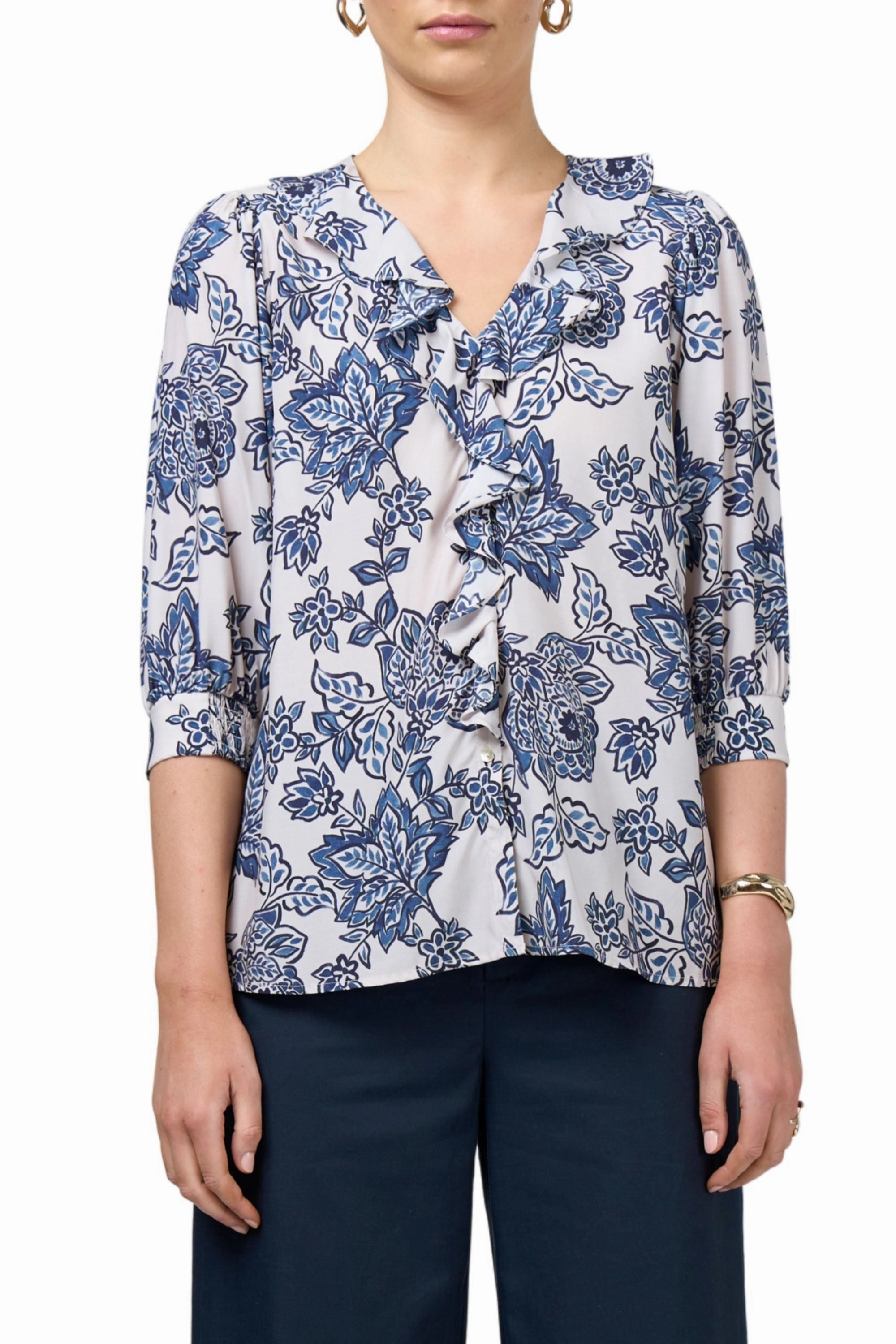 Gloss Free Texture CompressionResistant INDIE BLOUSE - LS3012