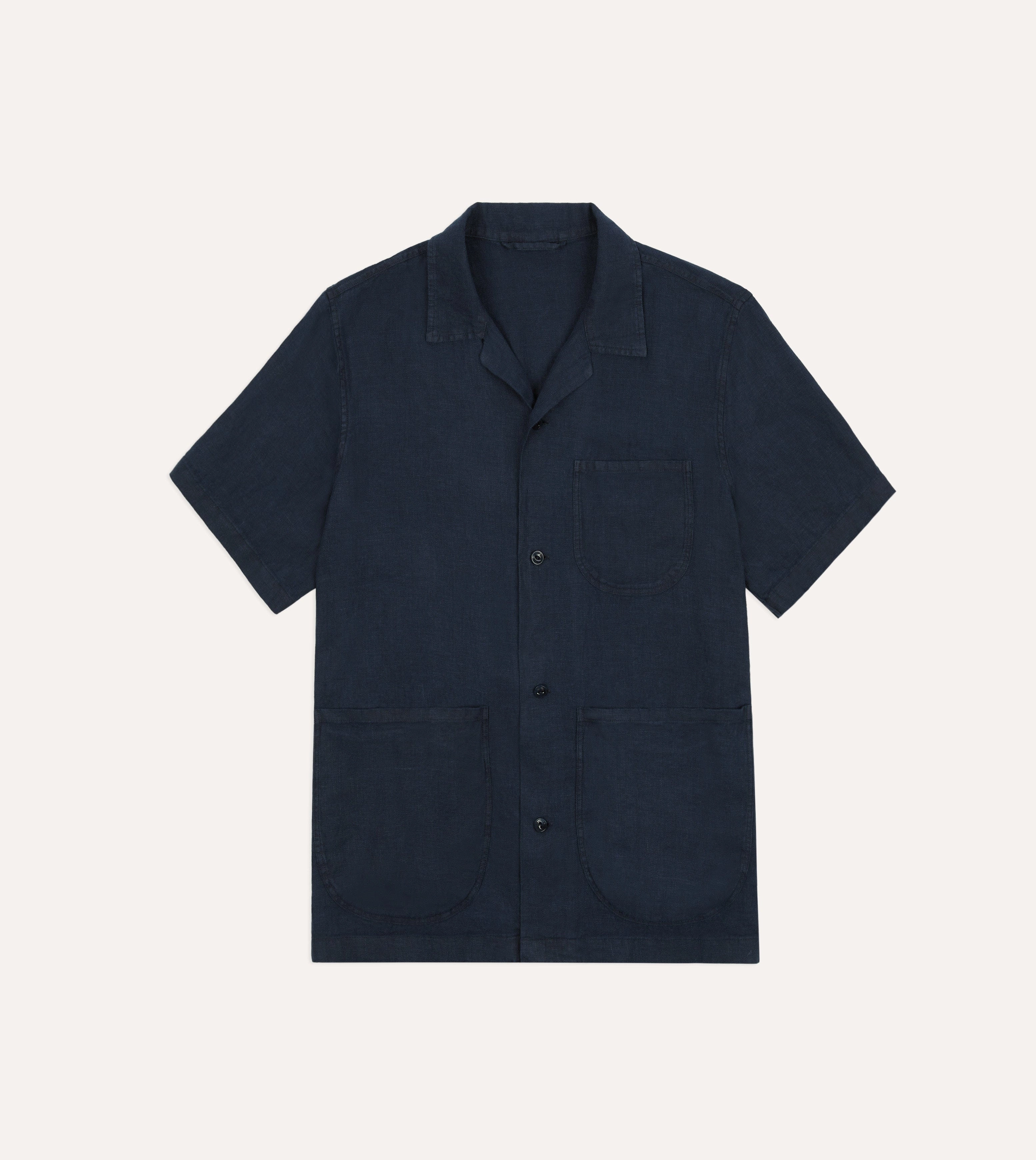 Indigo Linen Short Sleeve Safari Shirt Comfortable Wear
