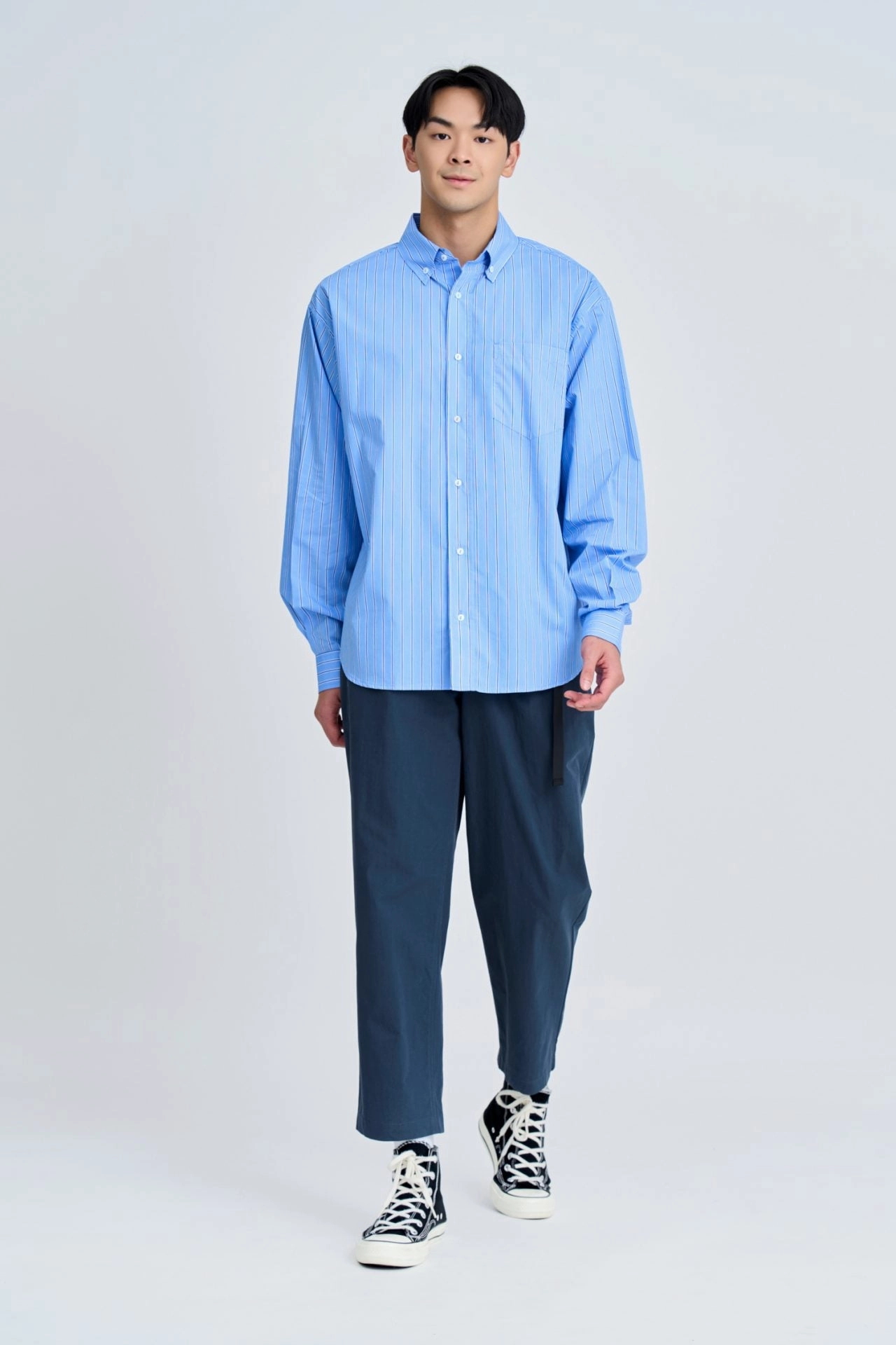 Abrasion resistant Oversized Striped Button-down Shirt [AT]