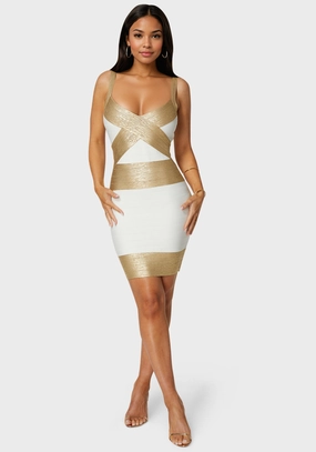 Classic Fit Bride Friend Color Block Bandage Dress