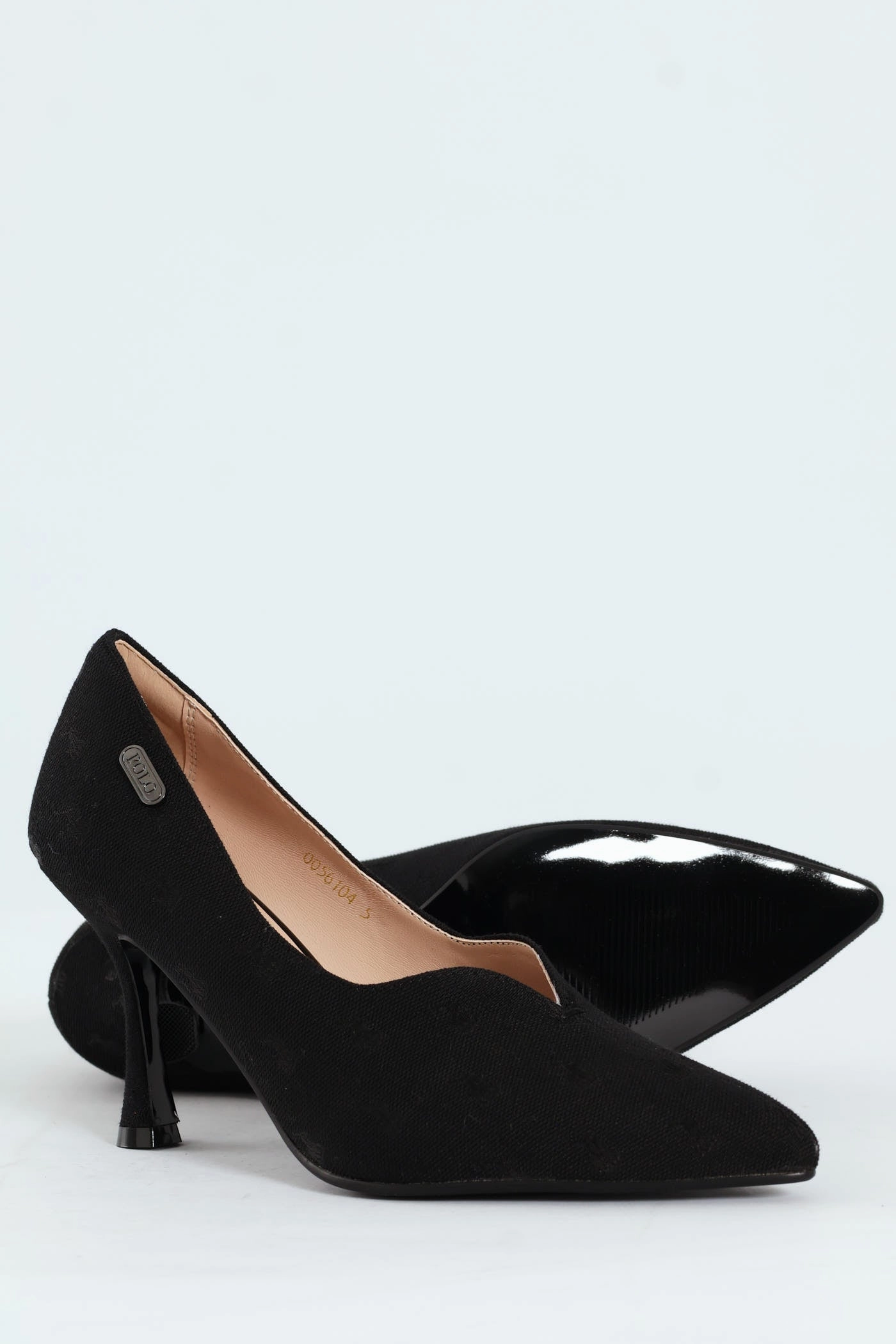 Jacquard Monogram Pointed Toe Court Heel - Black Classy Choice quick dry
