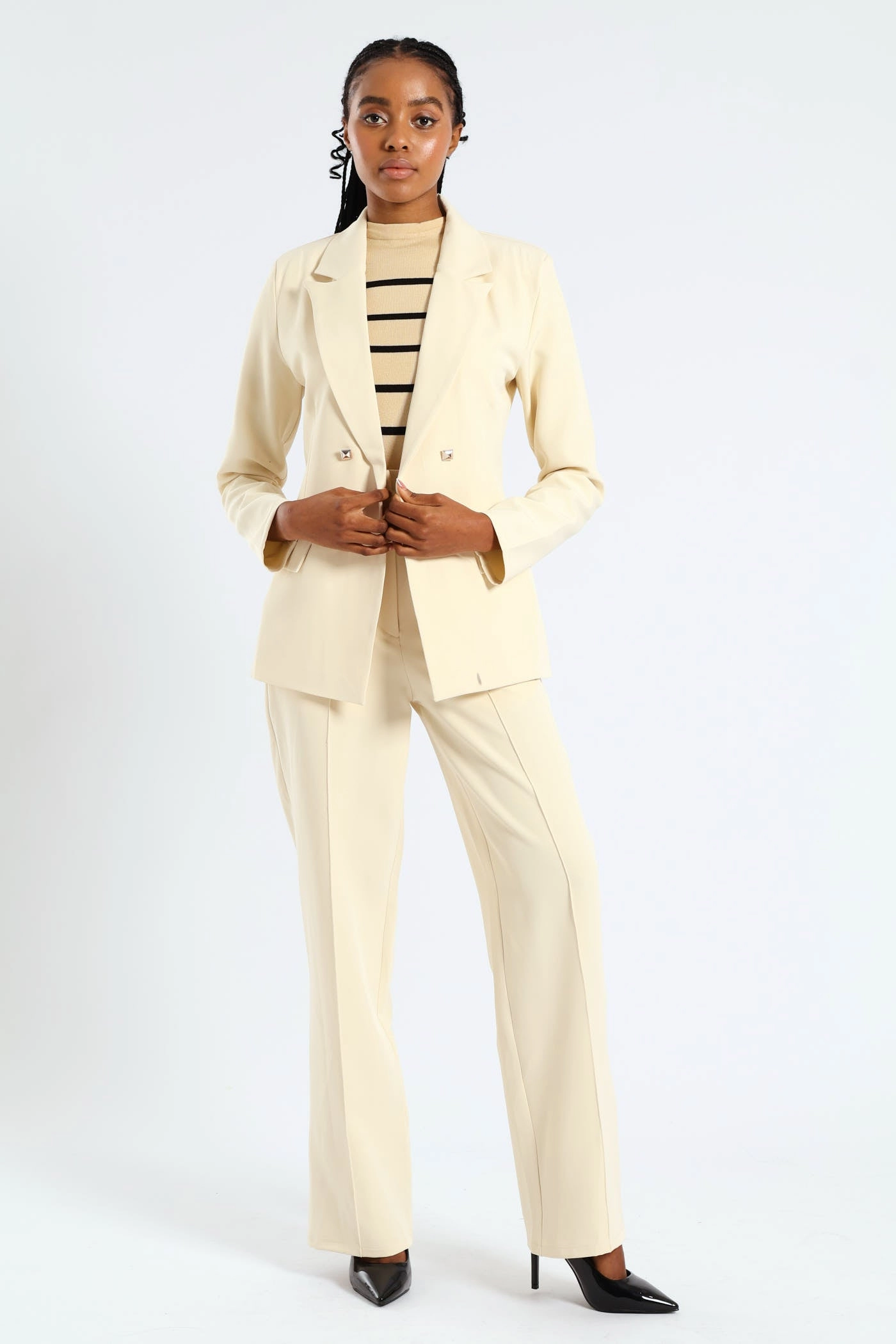 Jet Pocket Pin Tuck Straight Leg Pant - Cream Modular Attachment WindResistantMaterial