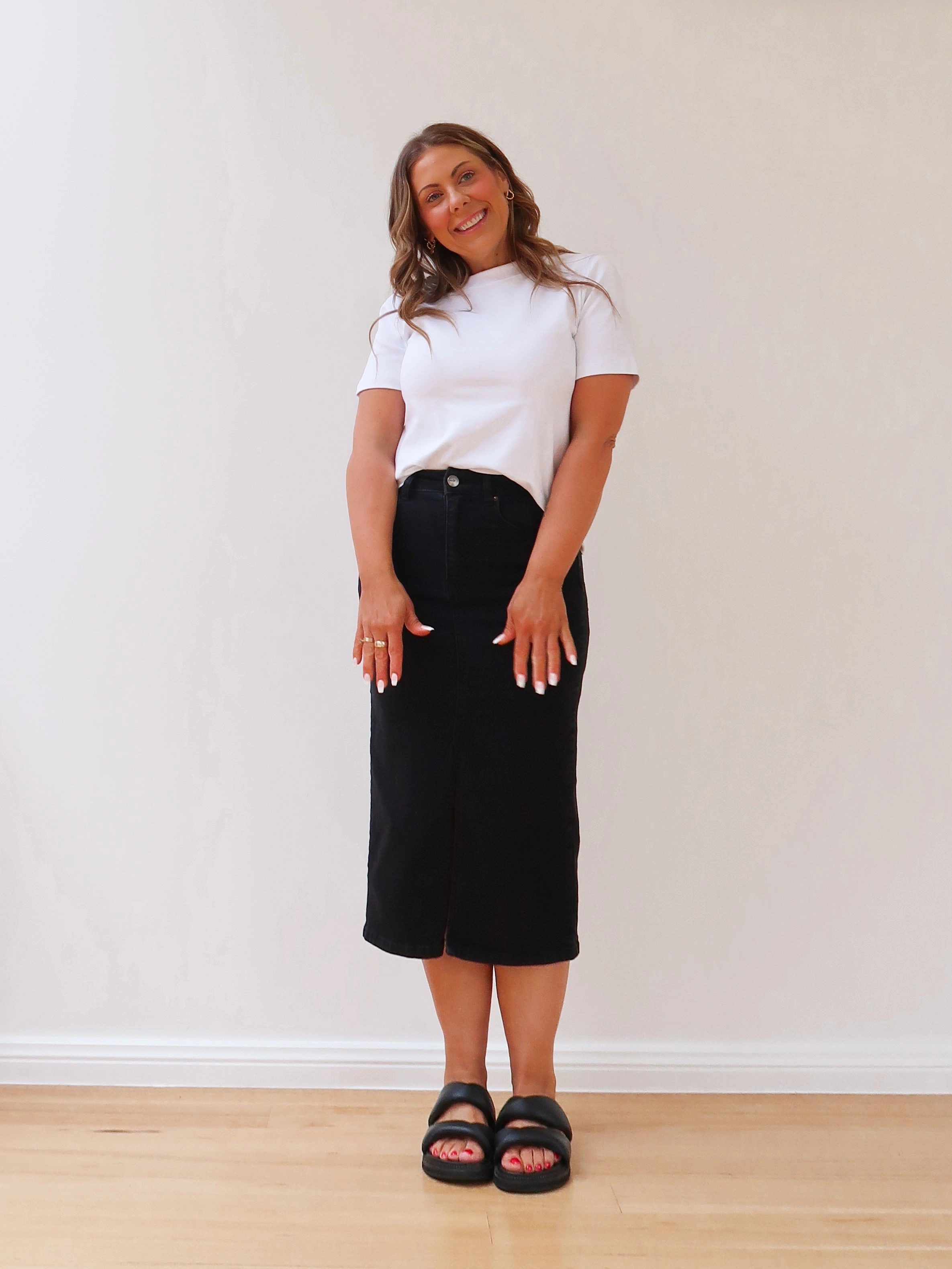 Joey Skirt-Black Fresh Energy Weighted Hem