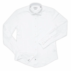 Jonas shirt in 100% yarn-dyed double piquet cotton (white) Breathable Cotton Fabric anti static coating