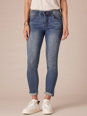 Clean Silhouette Secure Closure System "Ab"solution? Blue Denim Petite Ankle Skimmer