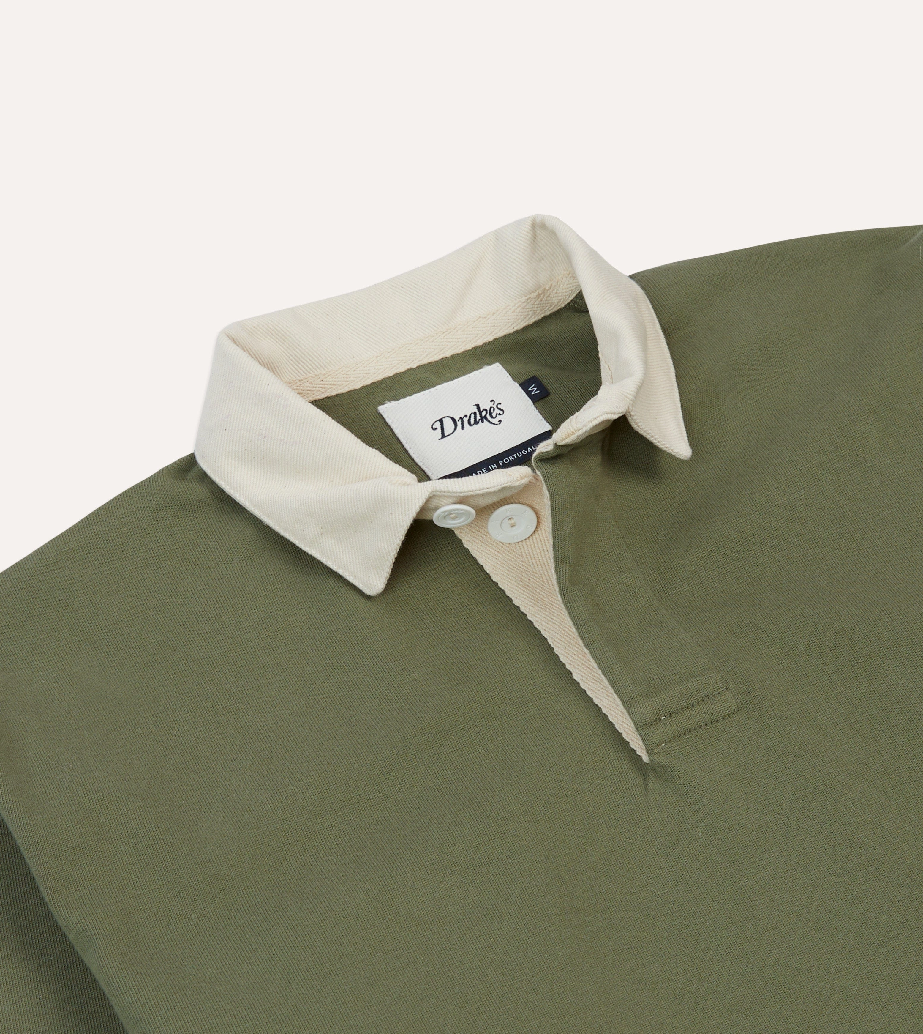 Layered Design Khaki, Burgundy and Ecru Half Striped Cotton Rugby Shirt