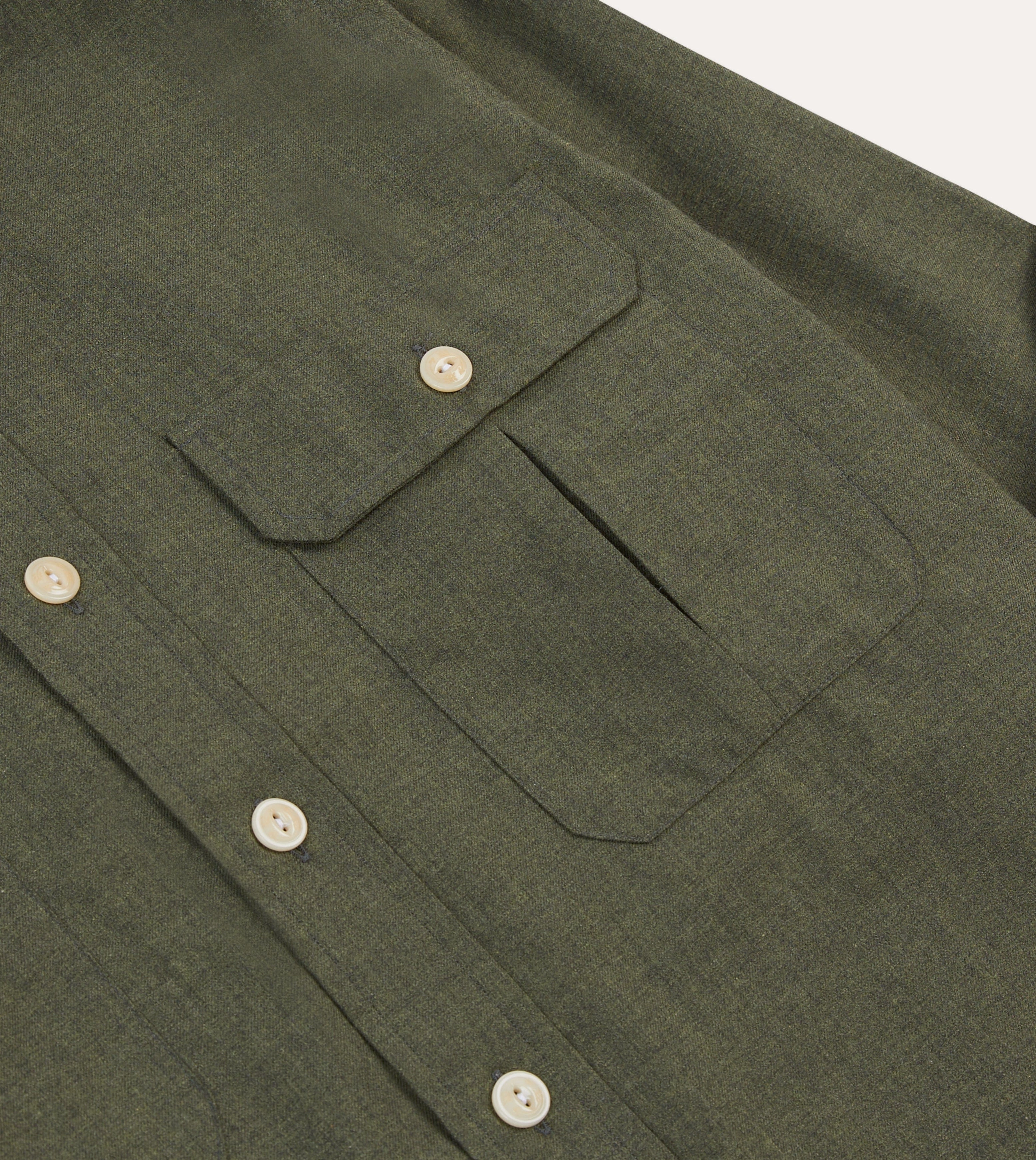 Khaki Green Cotton Flannel Two-Pocket Work Shirt Anti-static High-Quality Fabric