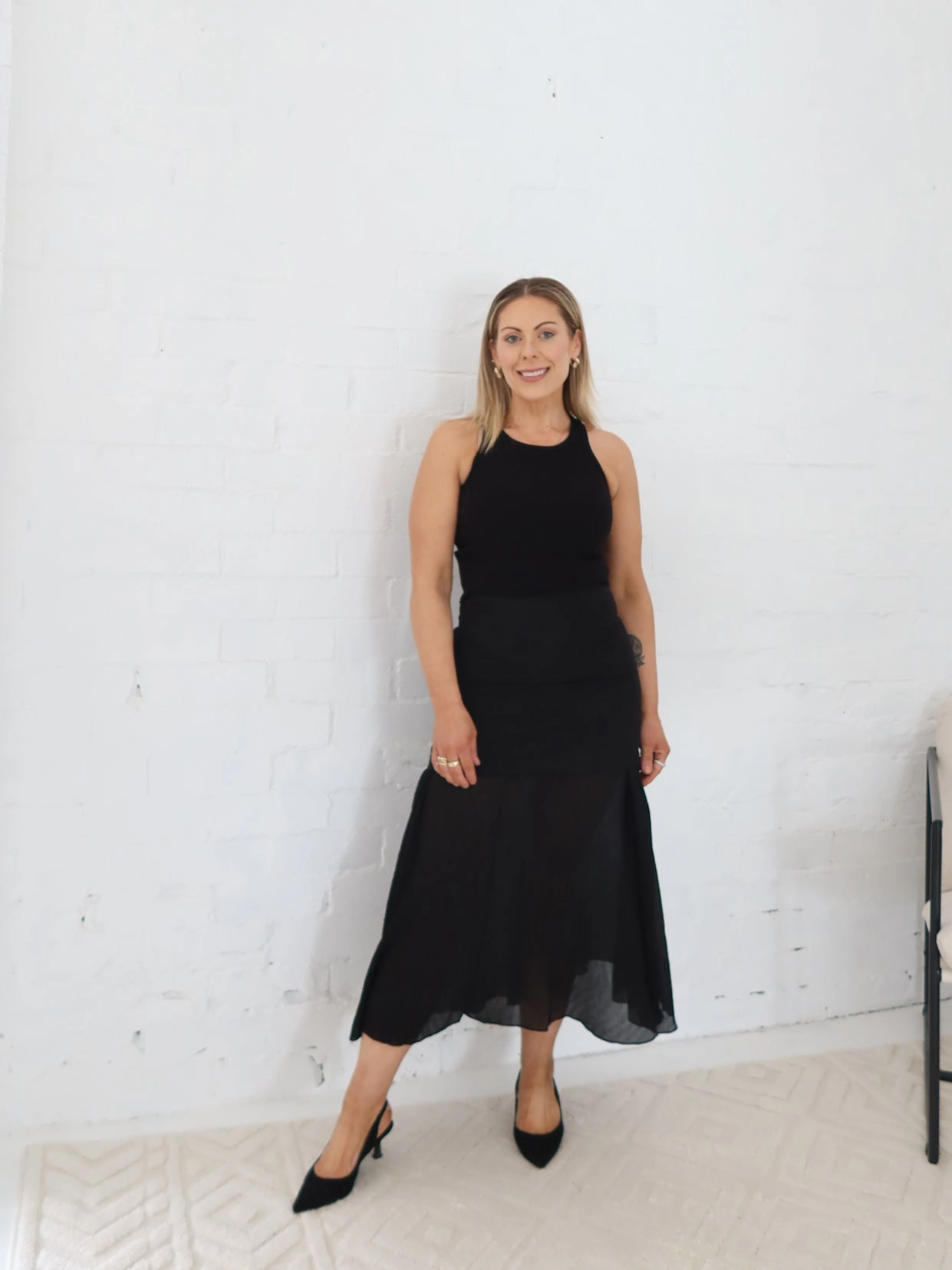 Adjustable Fastening Khiani Skirt - Black