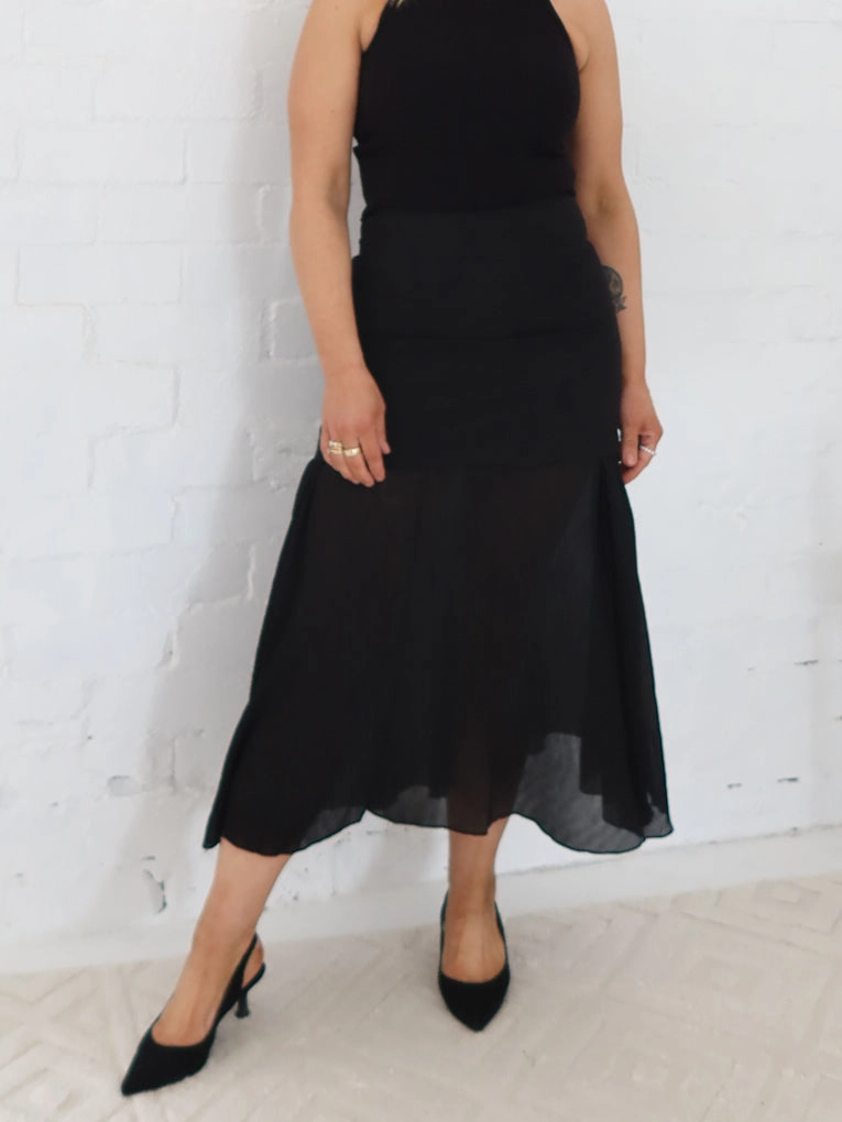 Khiani Skirt - Black Smart Fit Pleated Construction