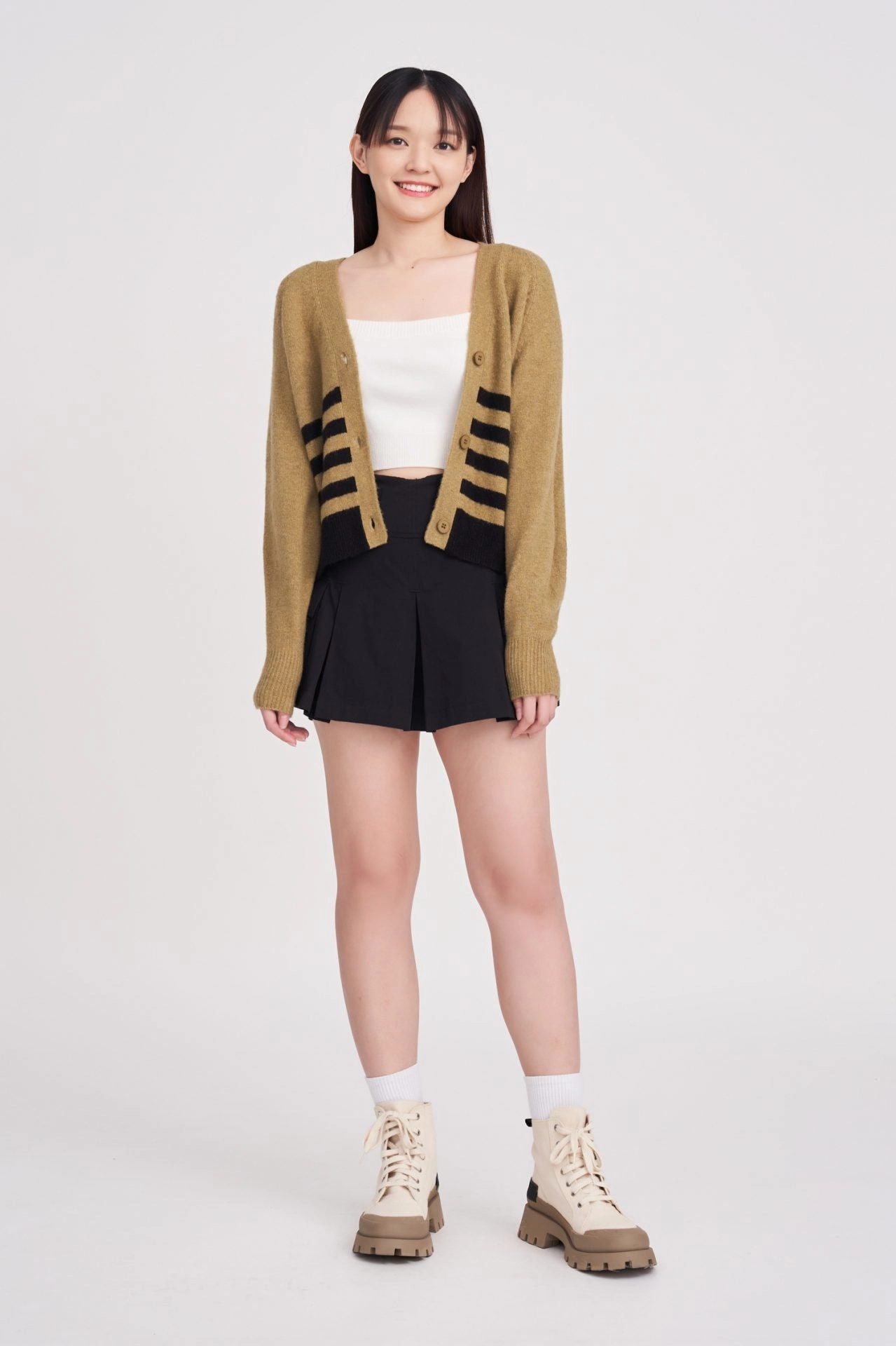 Contrast Stitch Reinforced Seams Knitted Oversized Cardigan [AT]