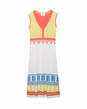 LA CASITA DE WENDY Minoic Ethnic Pattern Knit Dress Natural Aesthetic Pop Texture