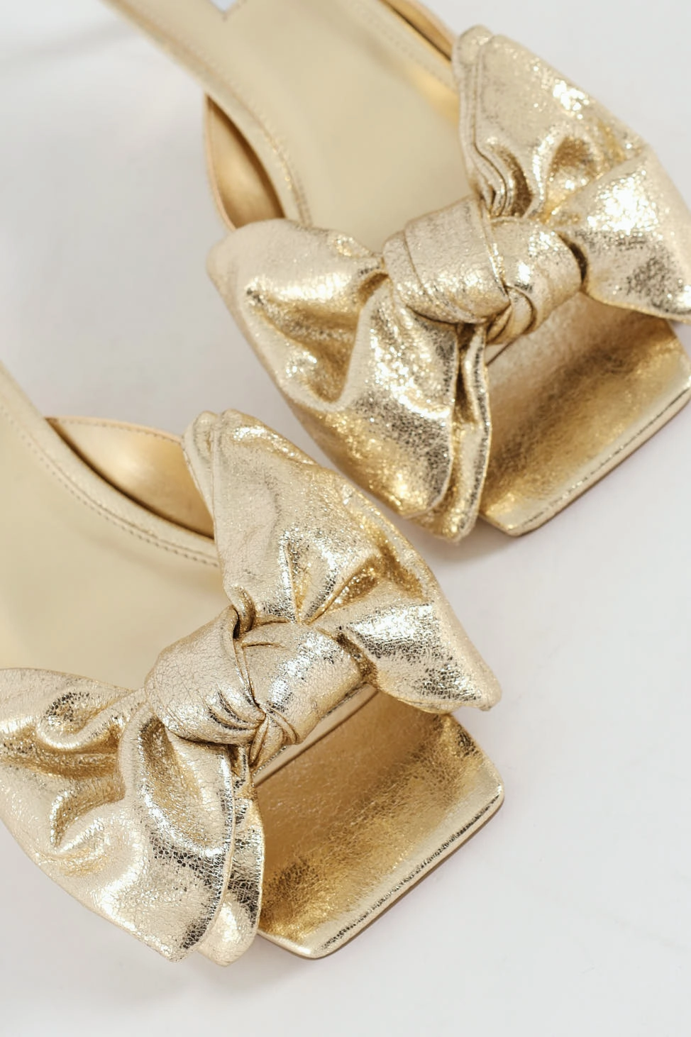 Stylish Mood Glitter Heeled Boots Kit Slip On Bow Mule Kitten Heel - Gold