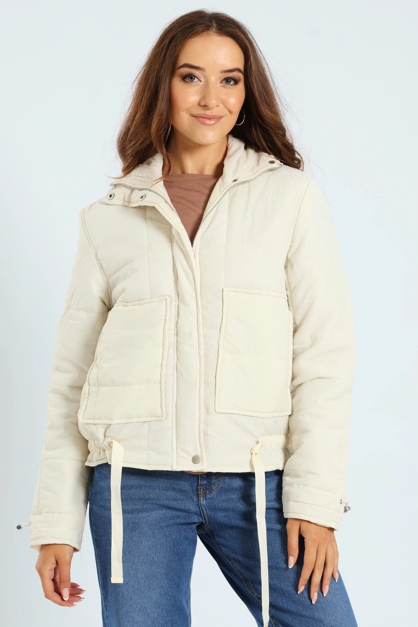 Modular Attachment Loops Lightweight Insulation Technology Light Weight Boxy Quilted Puffer - Fawn