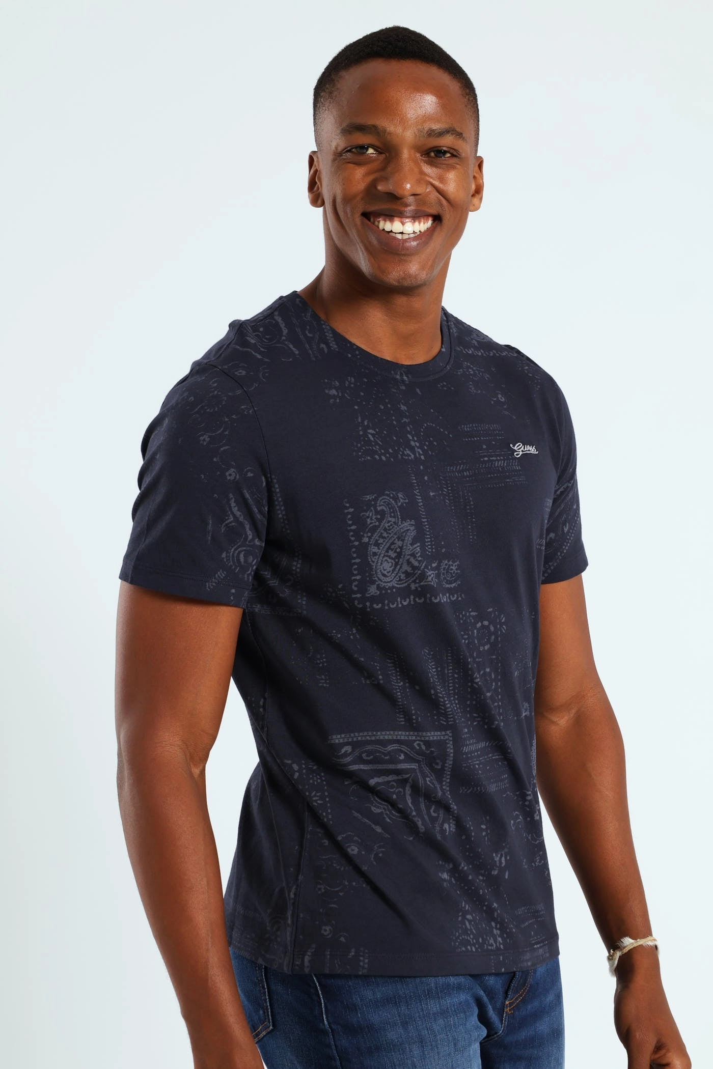 Lightweight Wear Lasered Print Tee - Navy