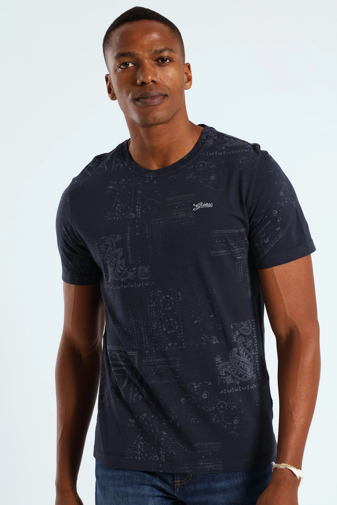 suitable for all genders Lasered Print Tee - Navy
