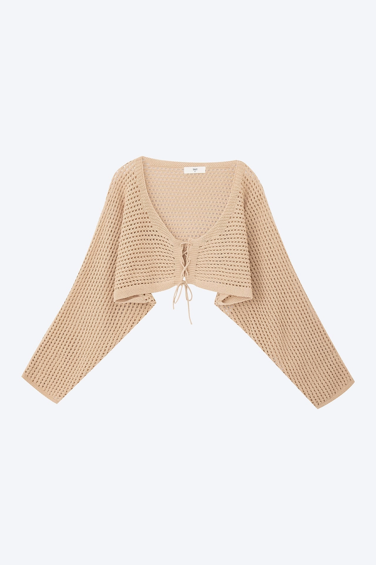 Knitted Mesh Cardigan - Khaki [AT] Waist String Ergonomic Shoulder Cut