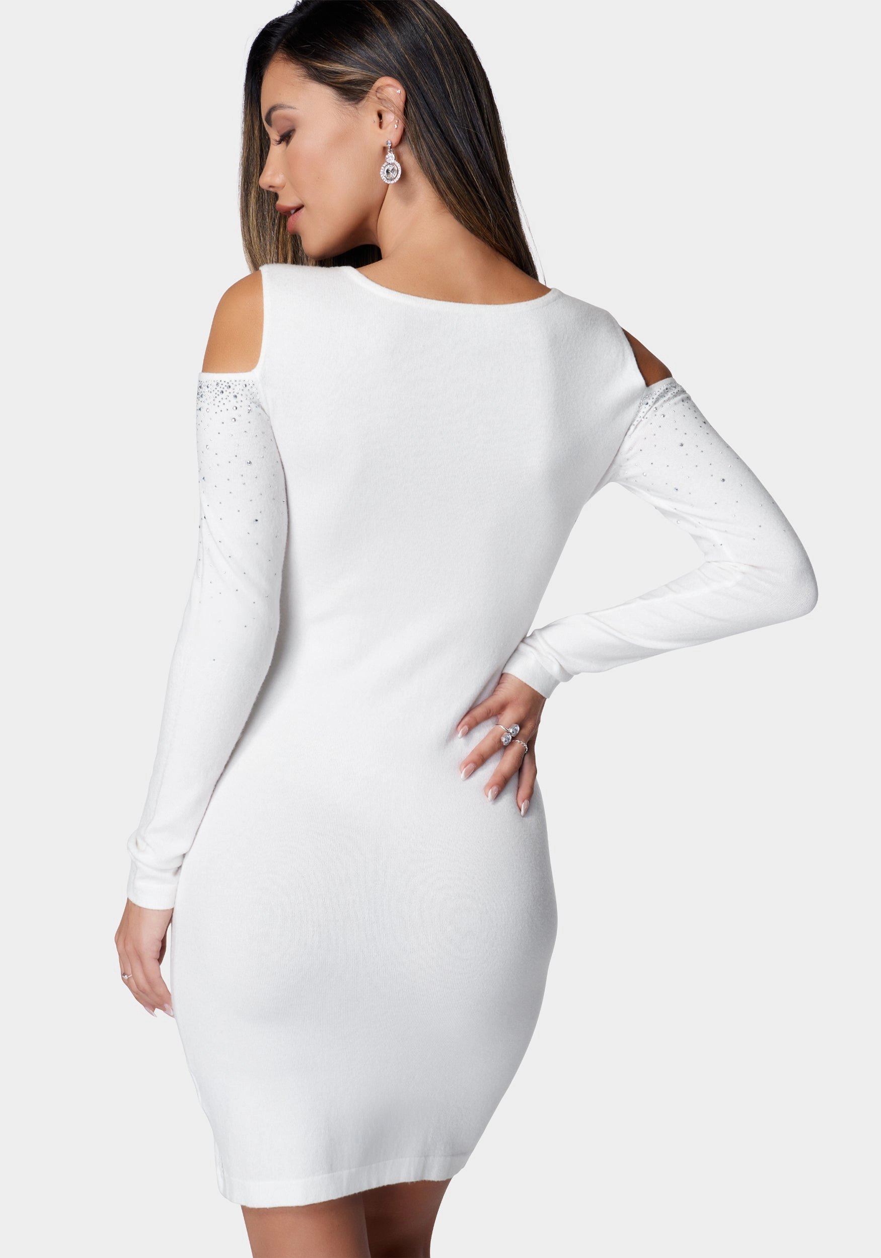 Chic Energy Street Edge Shoulder Cut Out Sweater Dress
