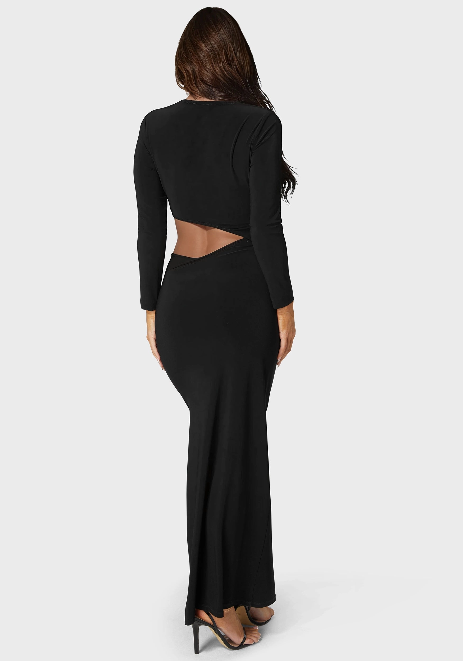 Trendy Fit Asymmetric Cut Out Long Sleeve Maxi Dress