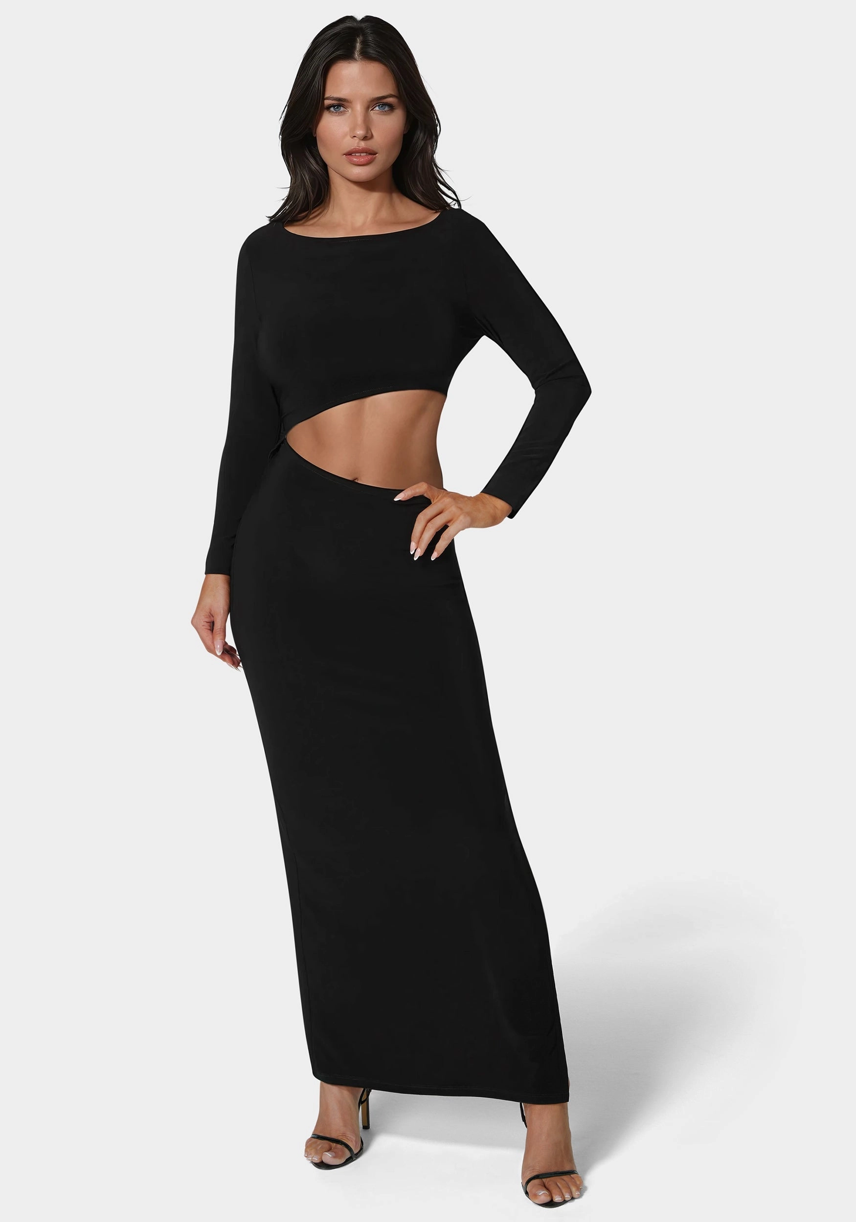 Asymmetric Cut Out Long Sleeve Maxi Dress Work Vibes Classic structured dress
