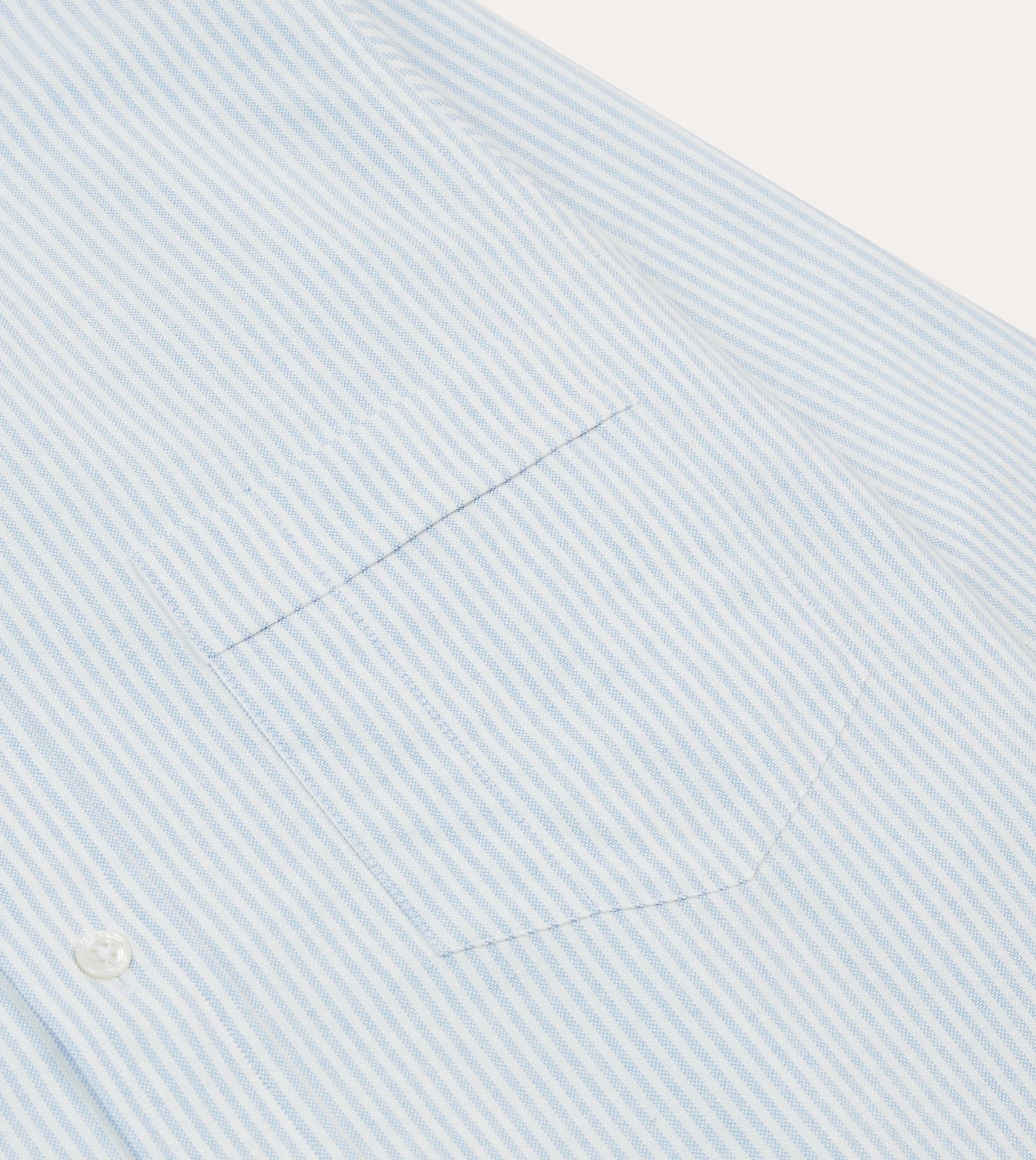 Non Iron Fabric Tall Length Light Blue and White Ticking Stripe Cotton Oxford Cloth Long Point Collar Shirt