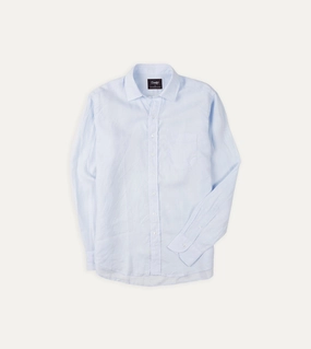 Airflow Ventilation System Classic Appeal Light Blue Linen Spread Collar Shirt