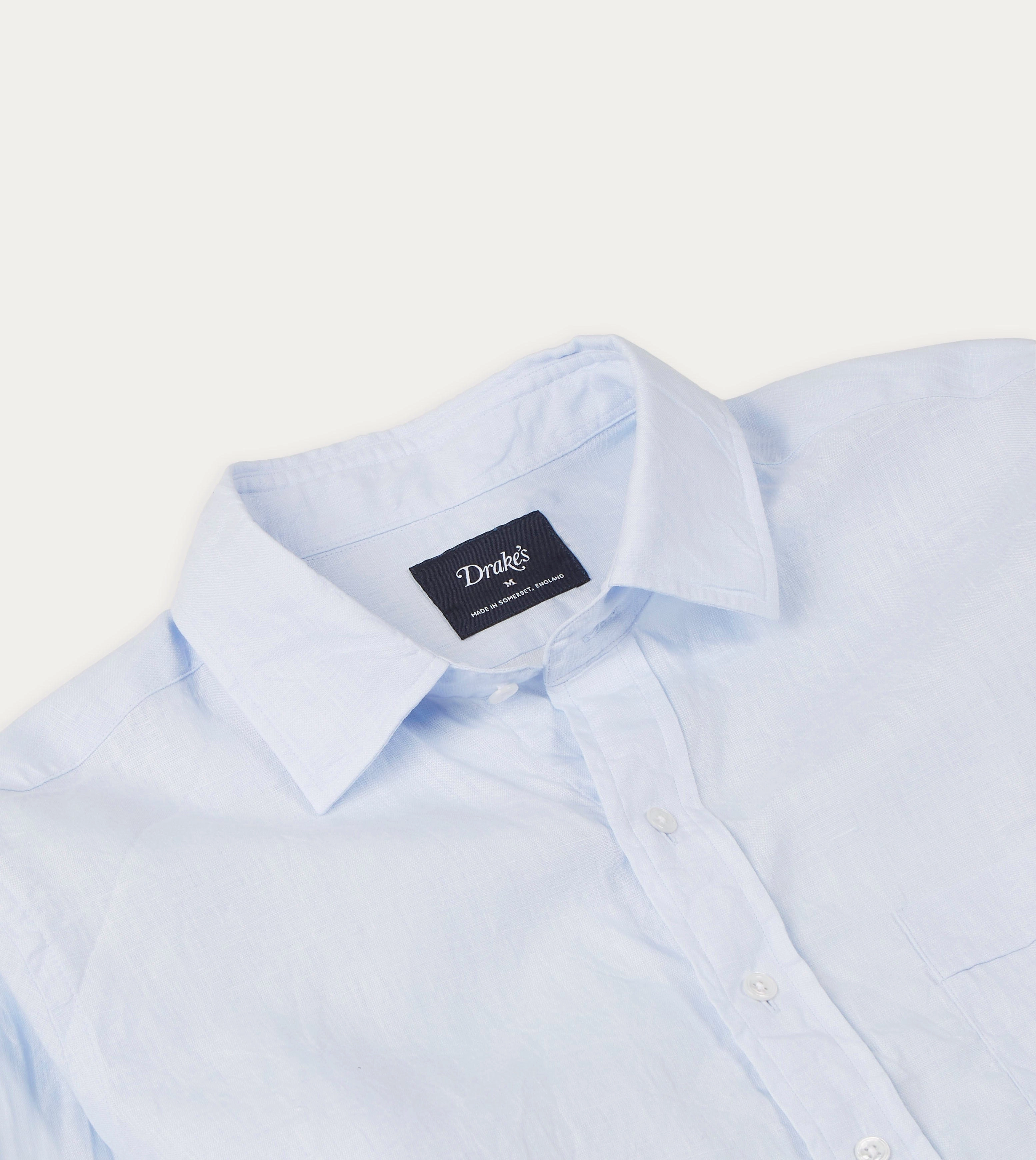 adult clothing Light Blue Linen Spread Collar Shirt