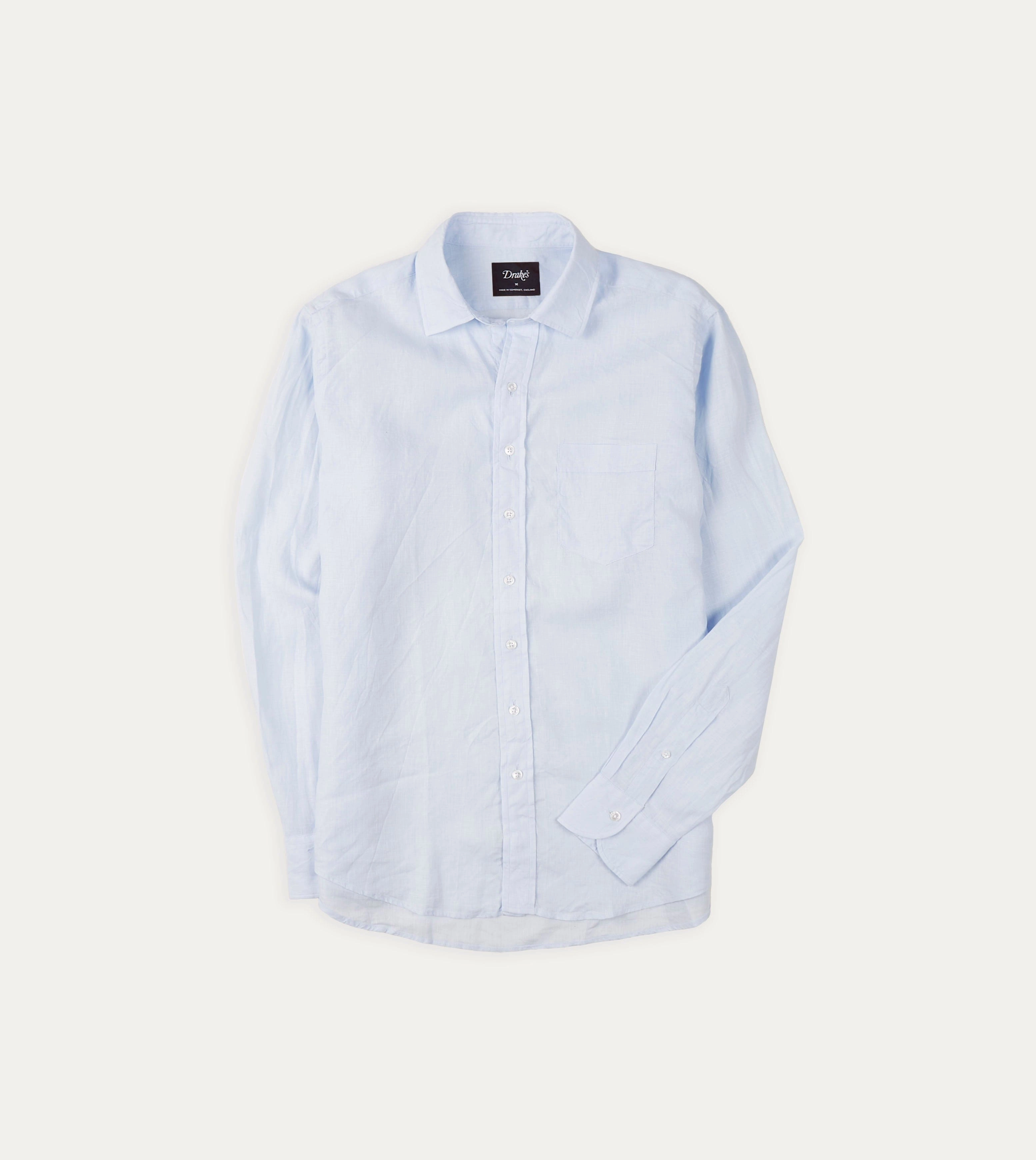 Airflow Ventilation System Classic Appeal Light Blue Linen Spread Collar Shirt