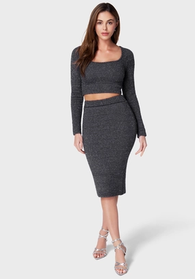 Boho Tone Halter neck Lurex Eyelash Sweater Set