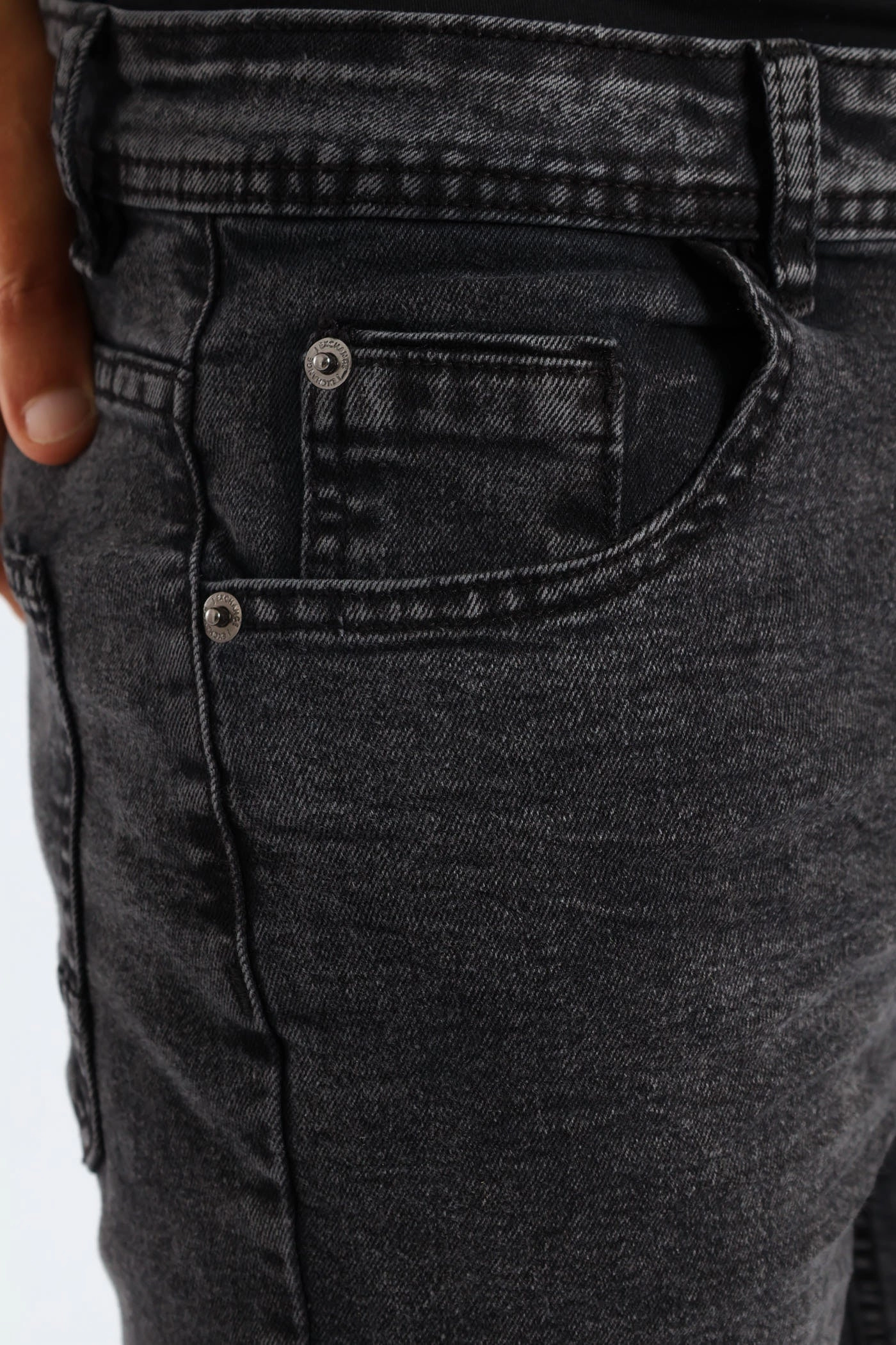 Trendy Style UPF Sun Protection Light Coverage Acid Denim Short - Black