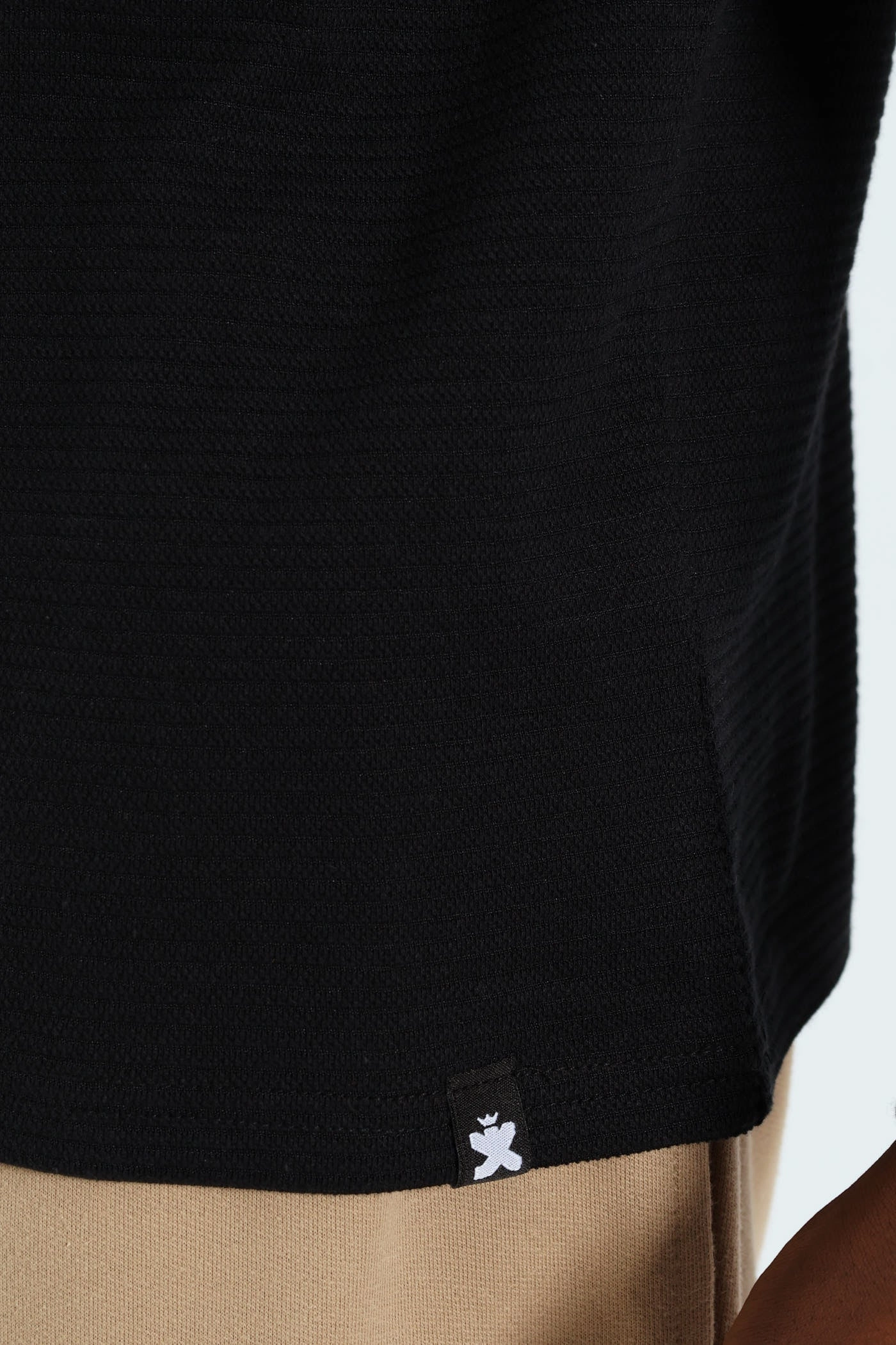 Raglan Sleeve Waffle Tee - Black Bold Statement