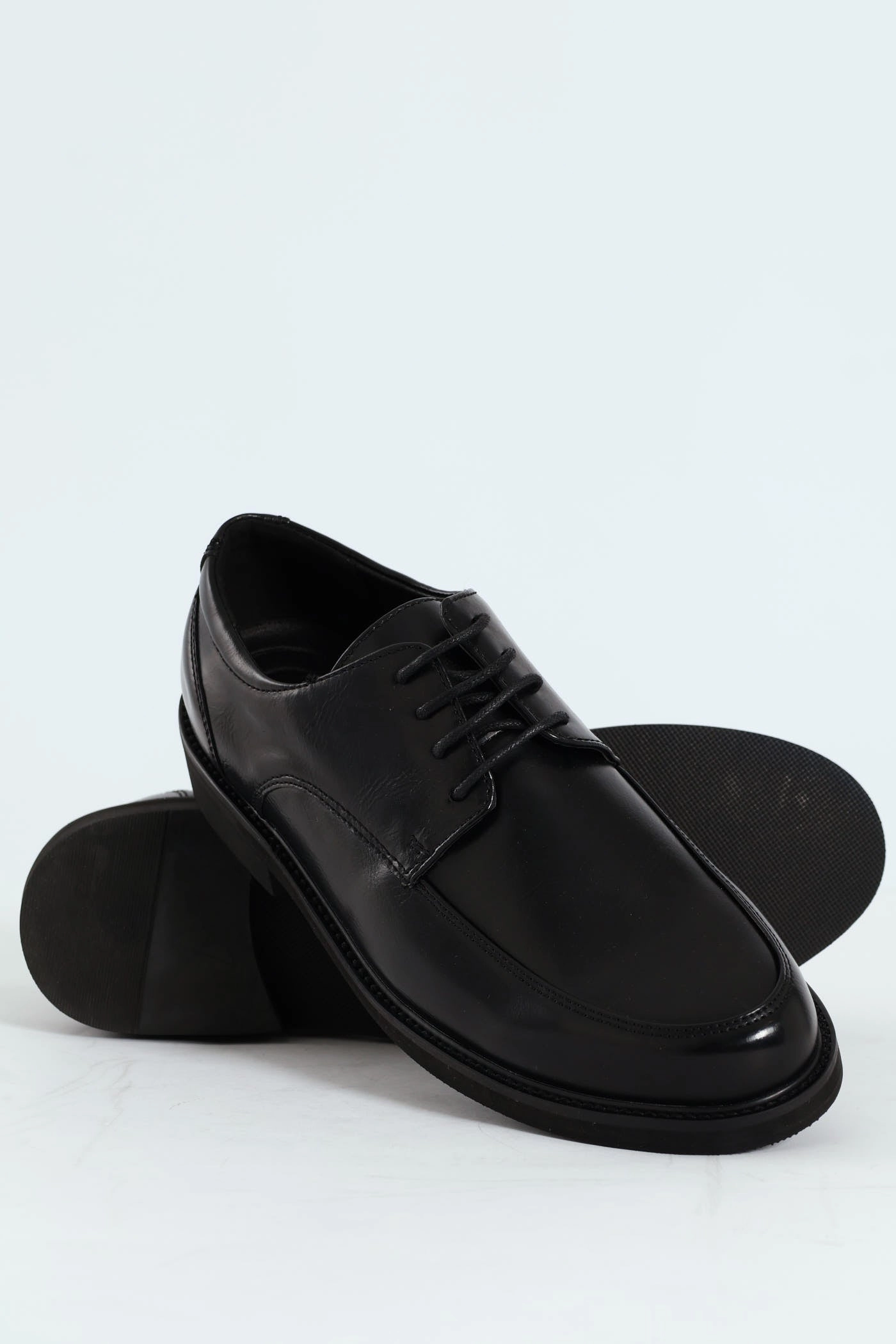 Plain Round Toe Formal Lace Up Shoe - Black Stylish Layers Fast Wear