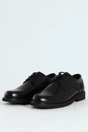 Plain Round Toe Formal Lace Up Shoe - Black Leather Grain