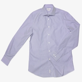 Clamenc All day long-sleeved shirt in Journey (dark blue stripe piquet) Personalized