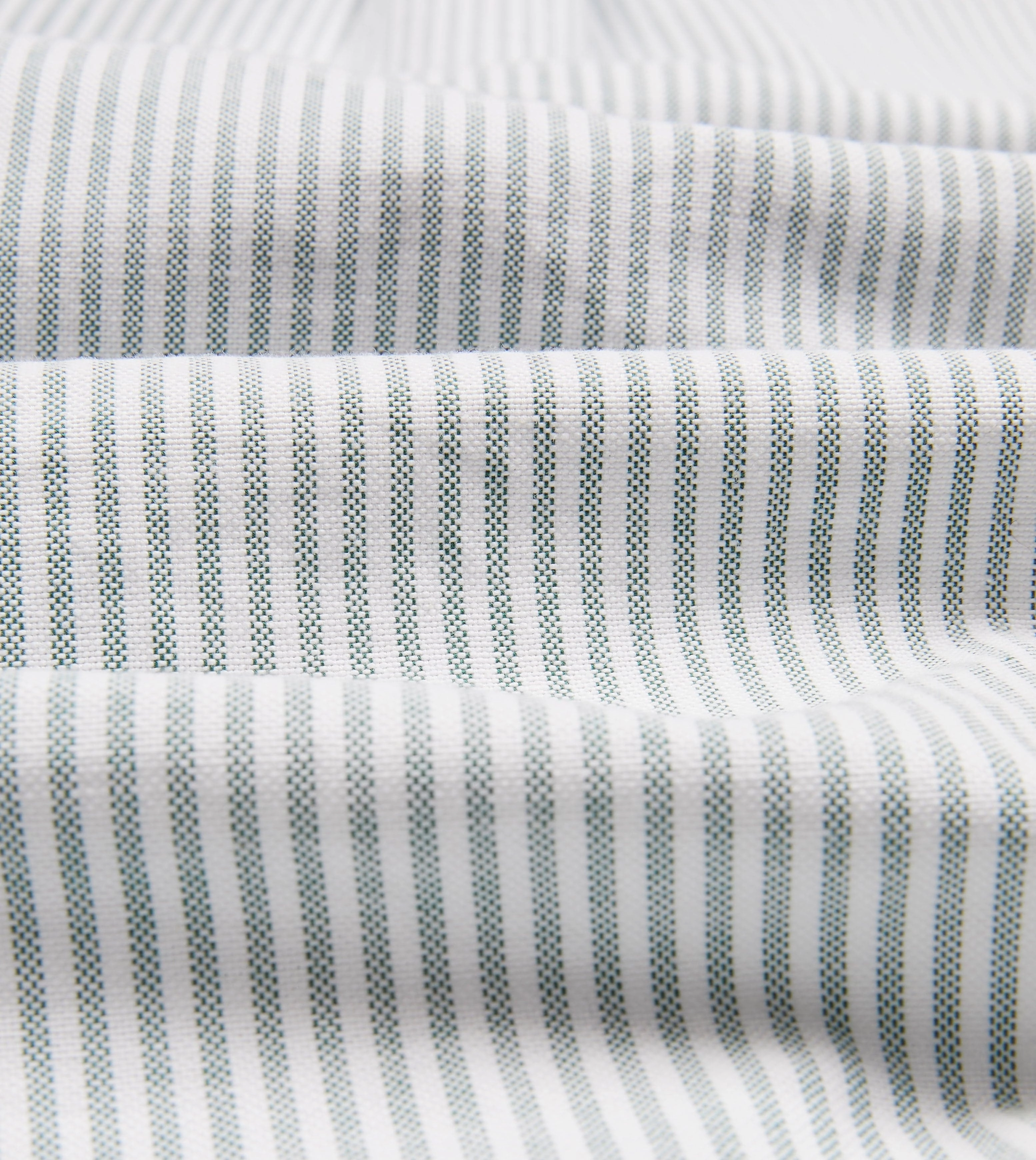 Light Green Ticking Stripe Cotton Oxford Cloth Button-Down Shirt Soft Texture