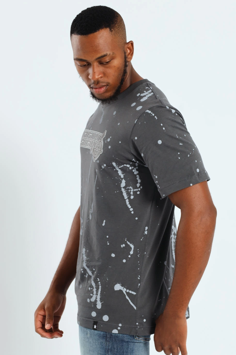 Holiday Outfit Style Spring Freshness Paint Splatter Print Tee - Dark Grey