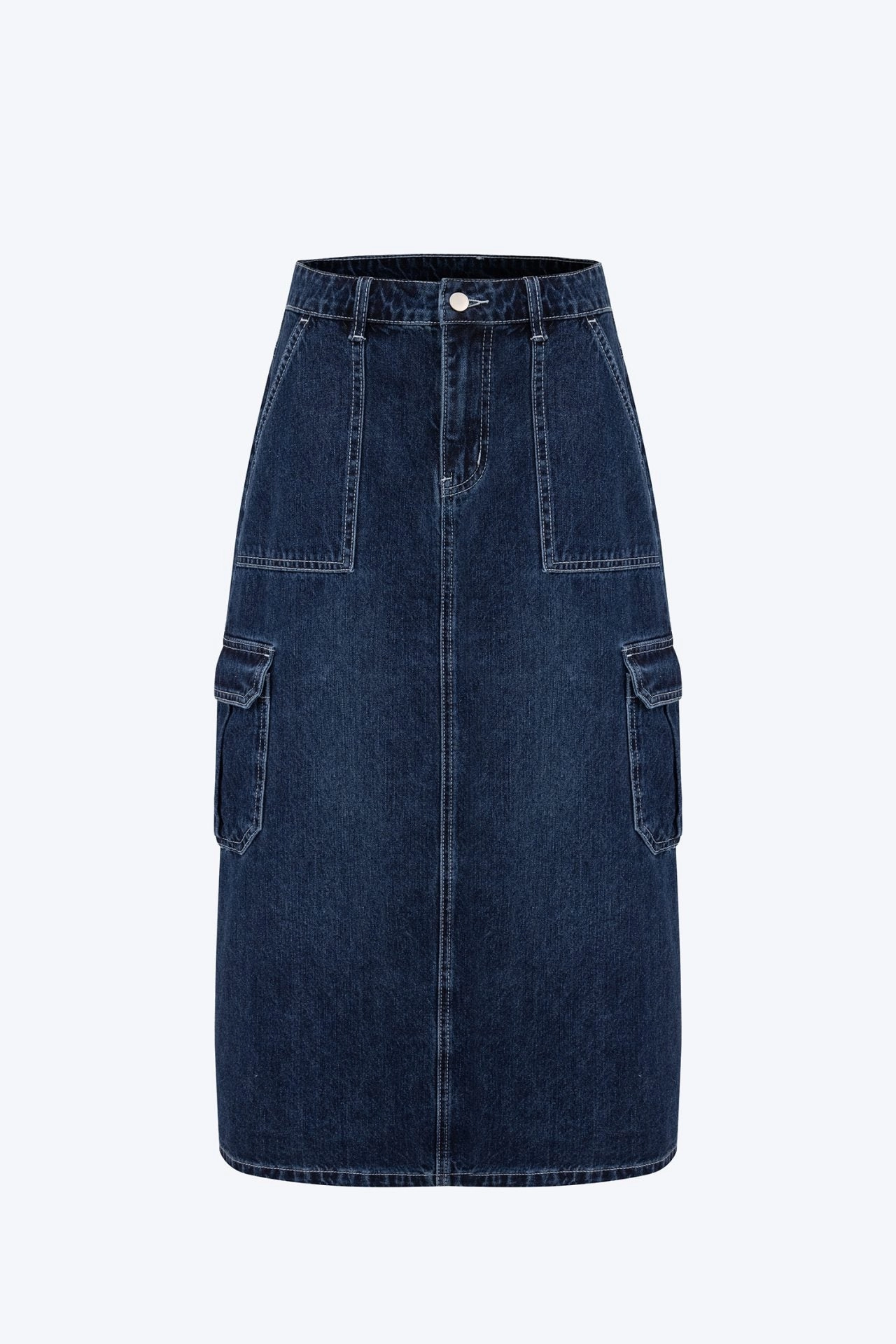 Heritage Brand Luxury Trim Denim Cargo Skirt - Dark Denim [AT]