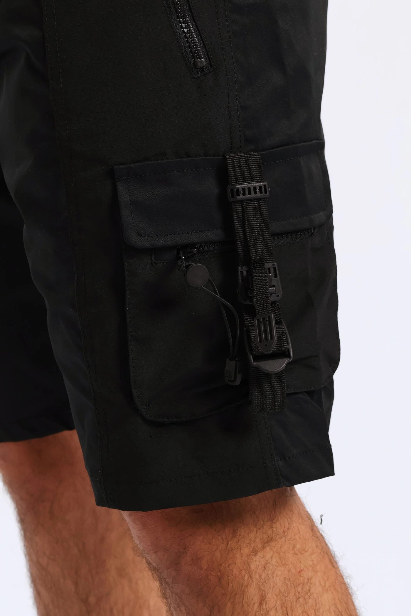 Convertible Length Light Weight Cargo Strap Short - Black