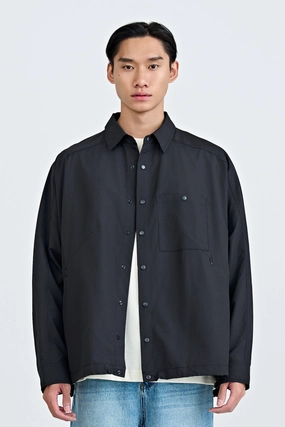 Water Repellent Fabric Light Weight Jacket With Conceal Pocket - Black