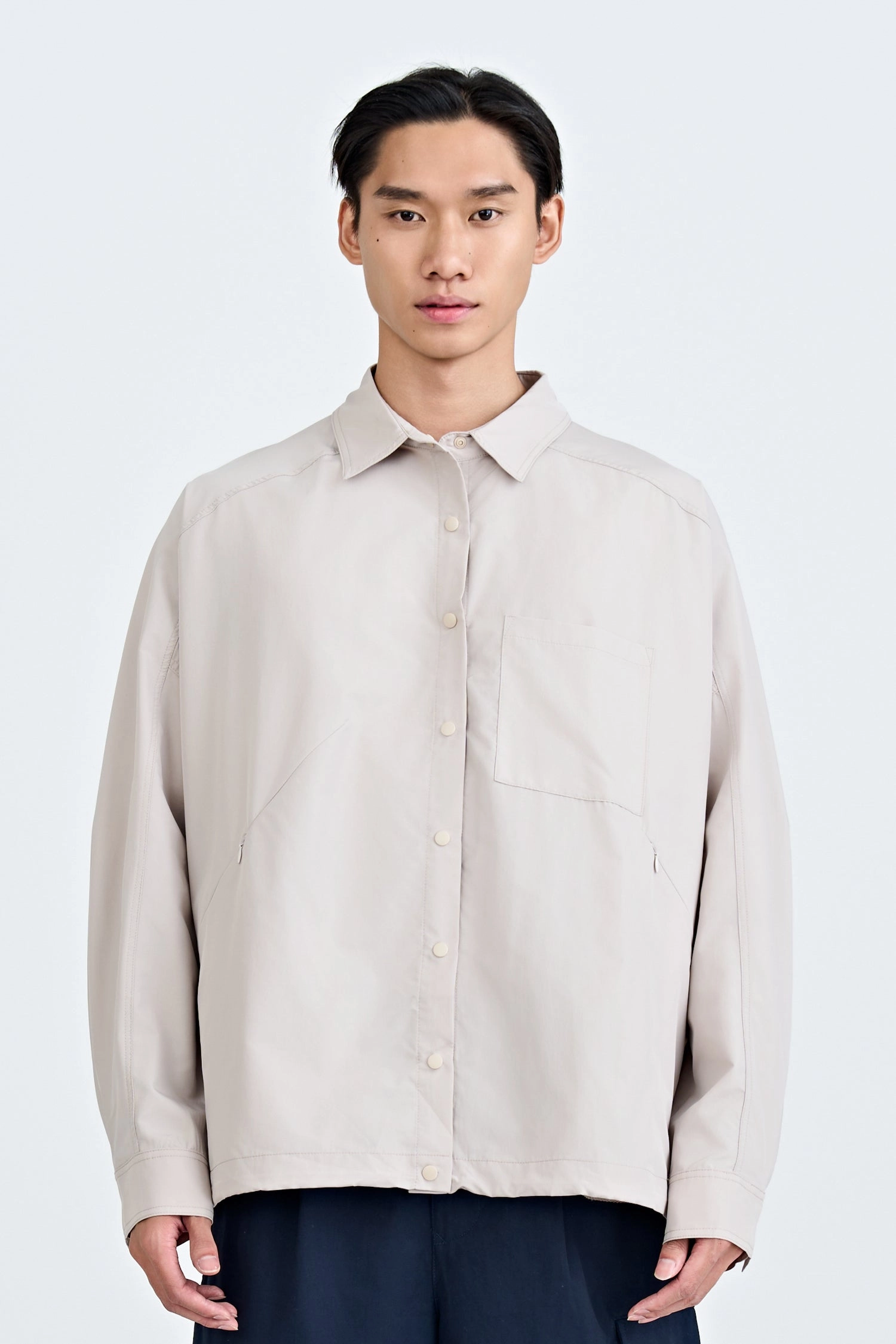 Light Weight Jacket With Conceal Pocket - Khaki Slim Fit Design