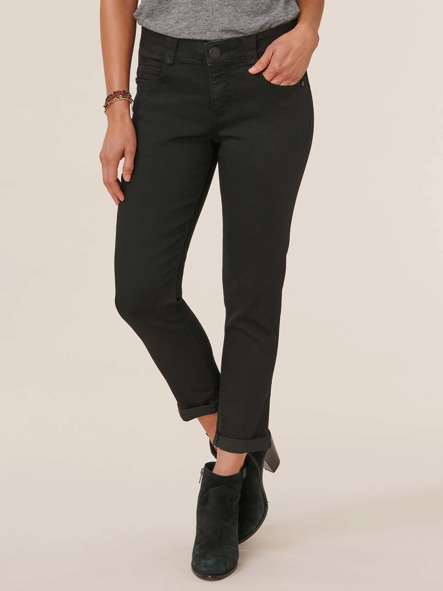 "Ab"solution? Black Denim Ankle Skimmer Jean Daily Favorite Traveler Gear Slim