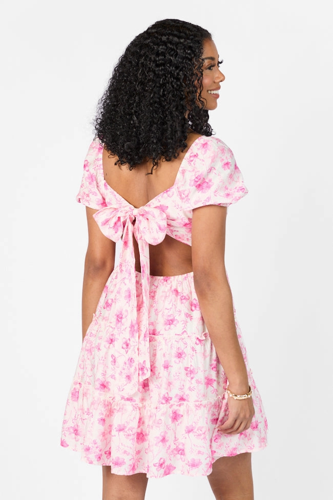 Calling Perfection Pink Floral Dress With Back Bow Detail FINAL SALE Elegant Silhouette