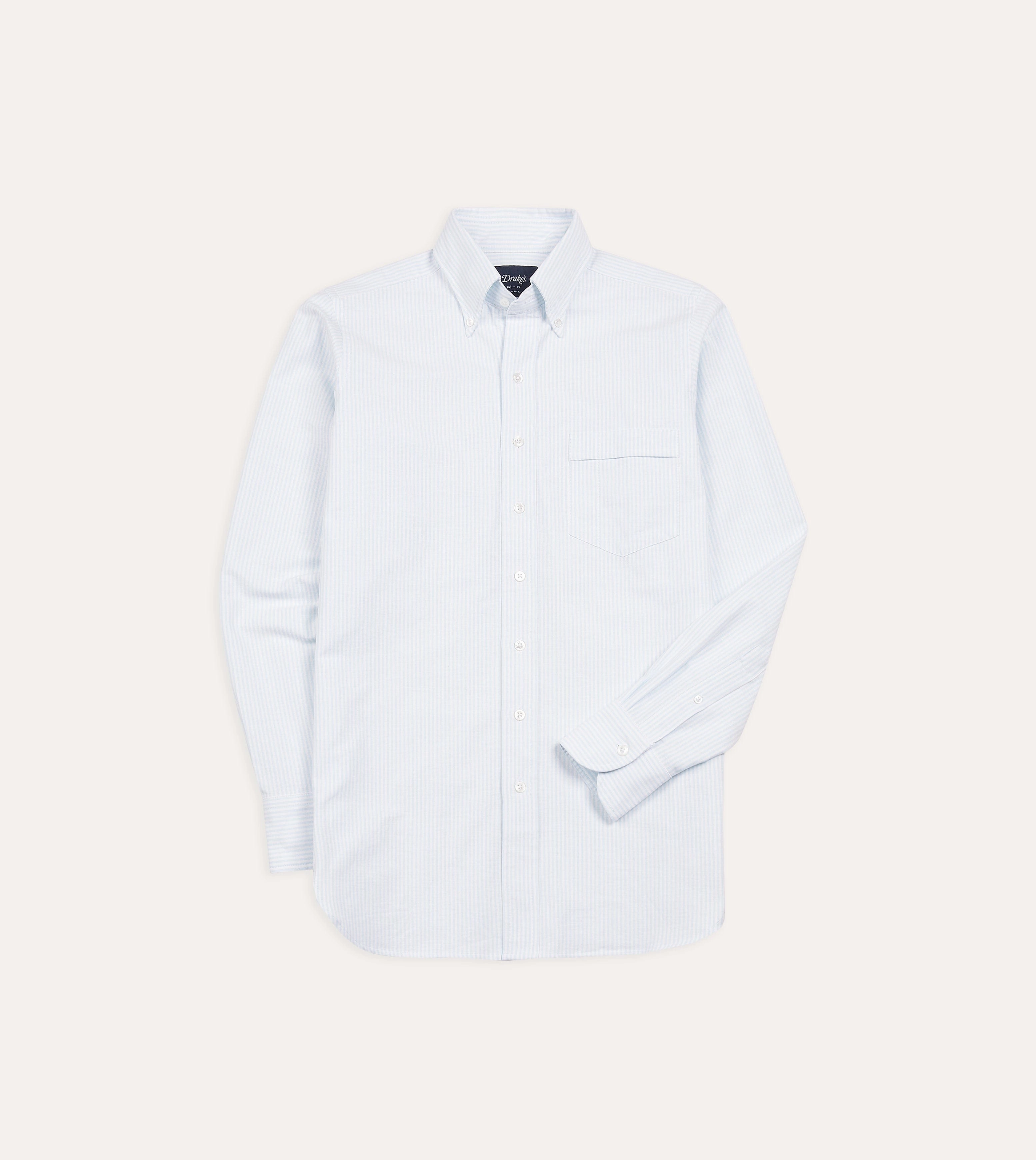 Road Trip Ready Sky Ticking Stripe Cotton Oxford Cloth Button-Down Shirt