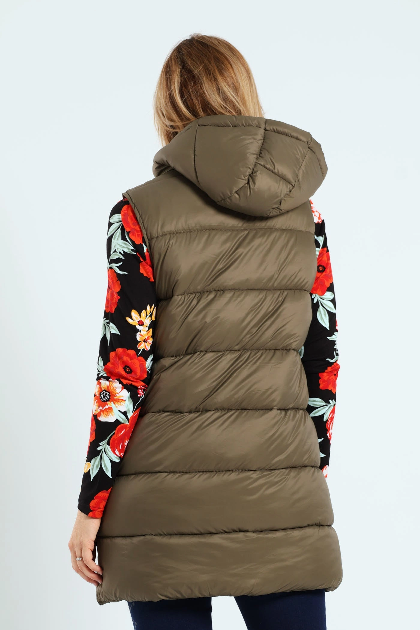 High Performance Blend Sleeveless Zip Detail Puffer Gilet - Dark Sage